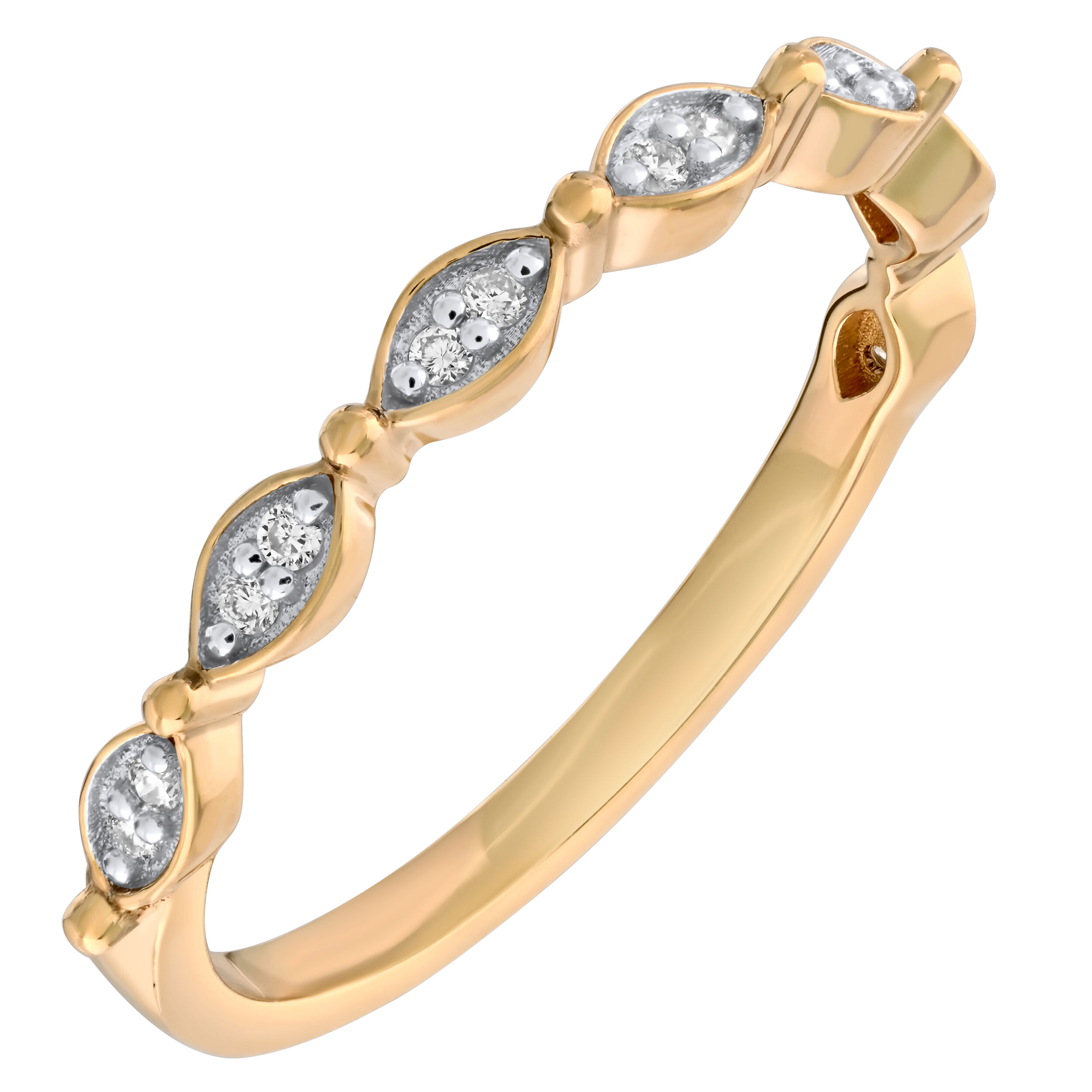 TriUnity&trade; 10K Yellow Gold Marquise Shape With Round Diamonds 0.09 Ctw