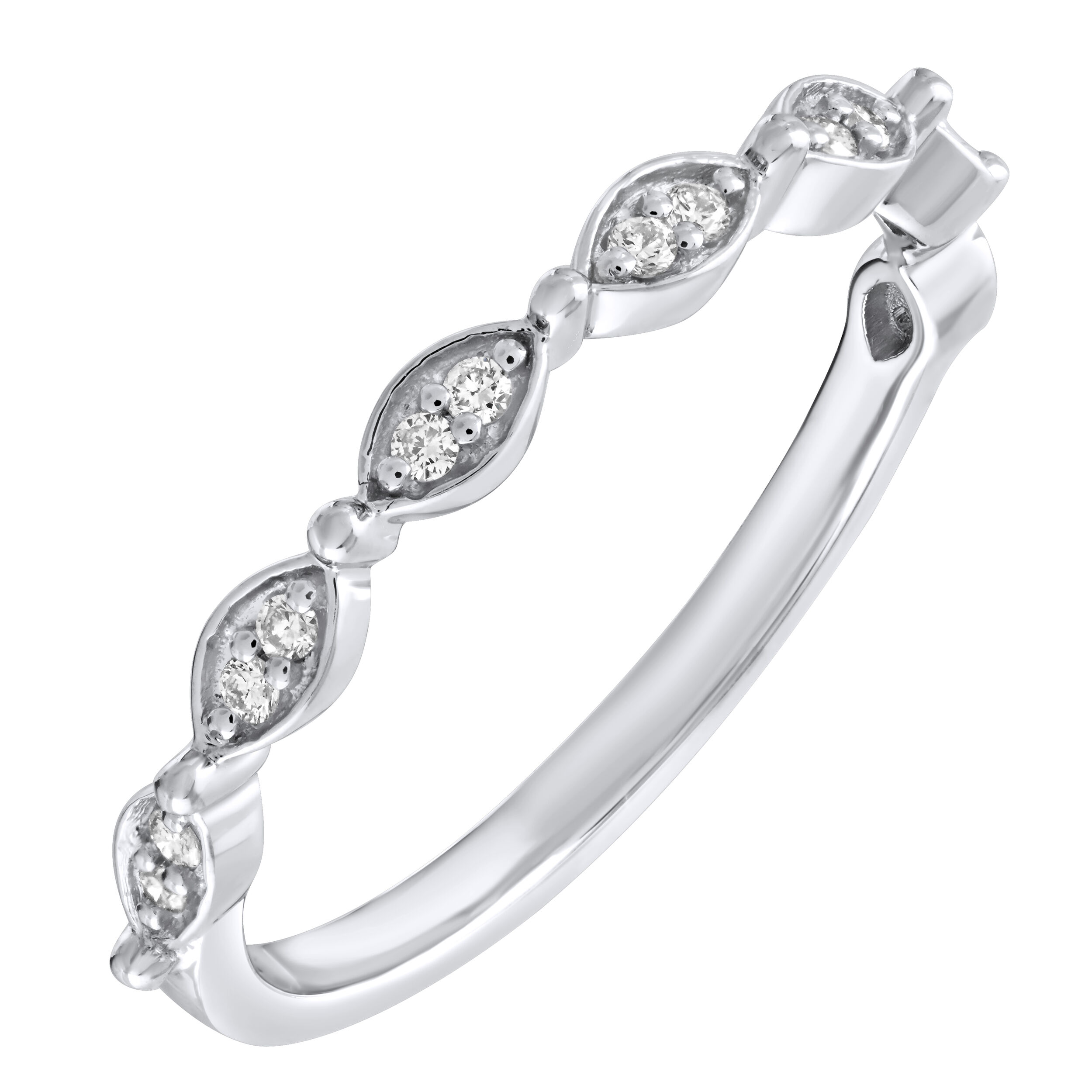 TriUnity&trade; 10K White Gold Marquise Shape With Round Diamonds 0.09 Ctw