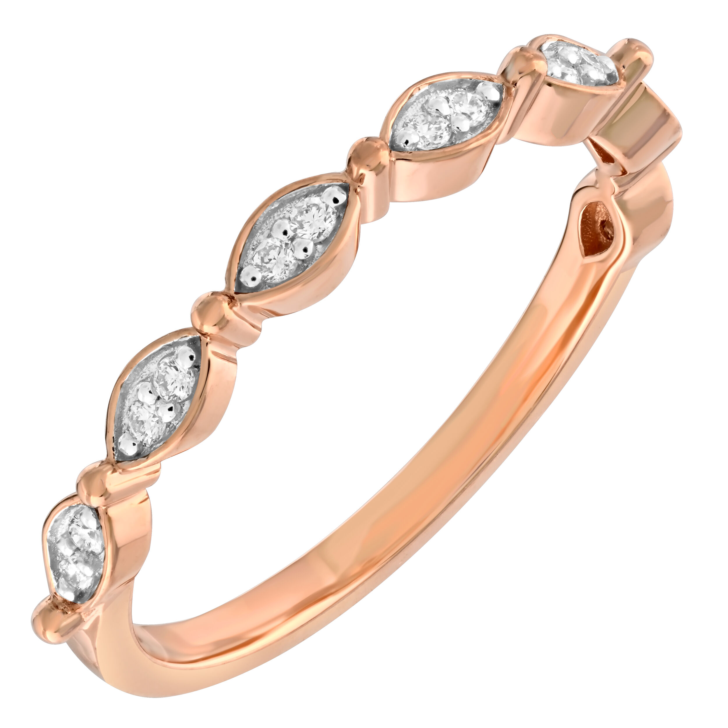 TriUnity&trade; 10K Rose Gold Marquise Shape With Round Diamonds 0.09 Ctw