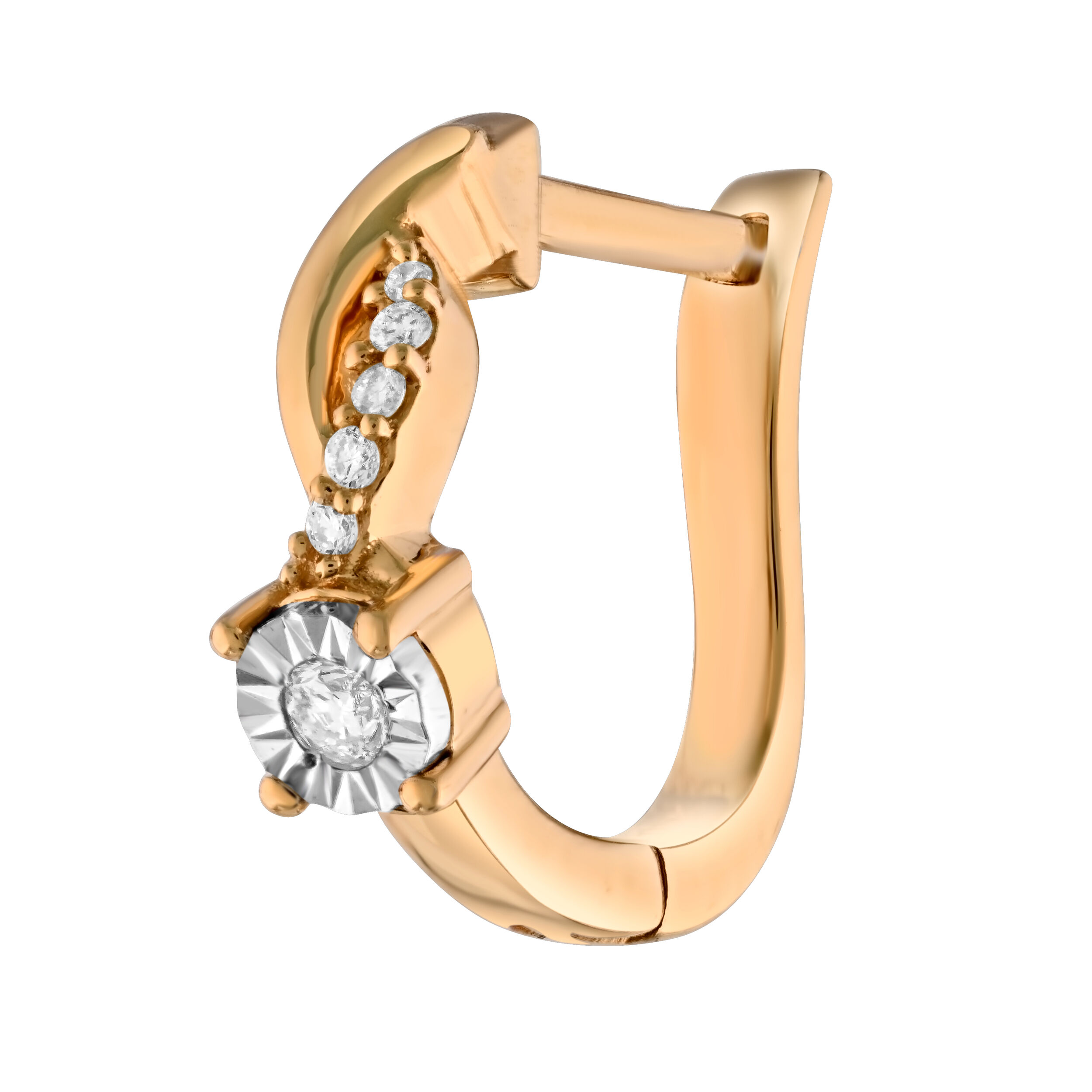 10K Yellow Gold Illusion and Pave Twist Hoops Diamond Earrings 0.11 Ctw