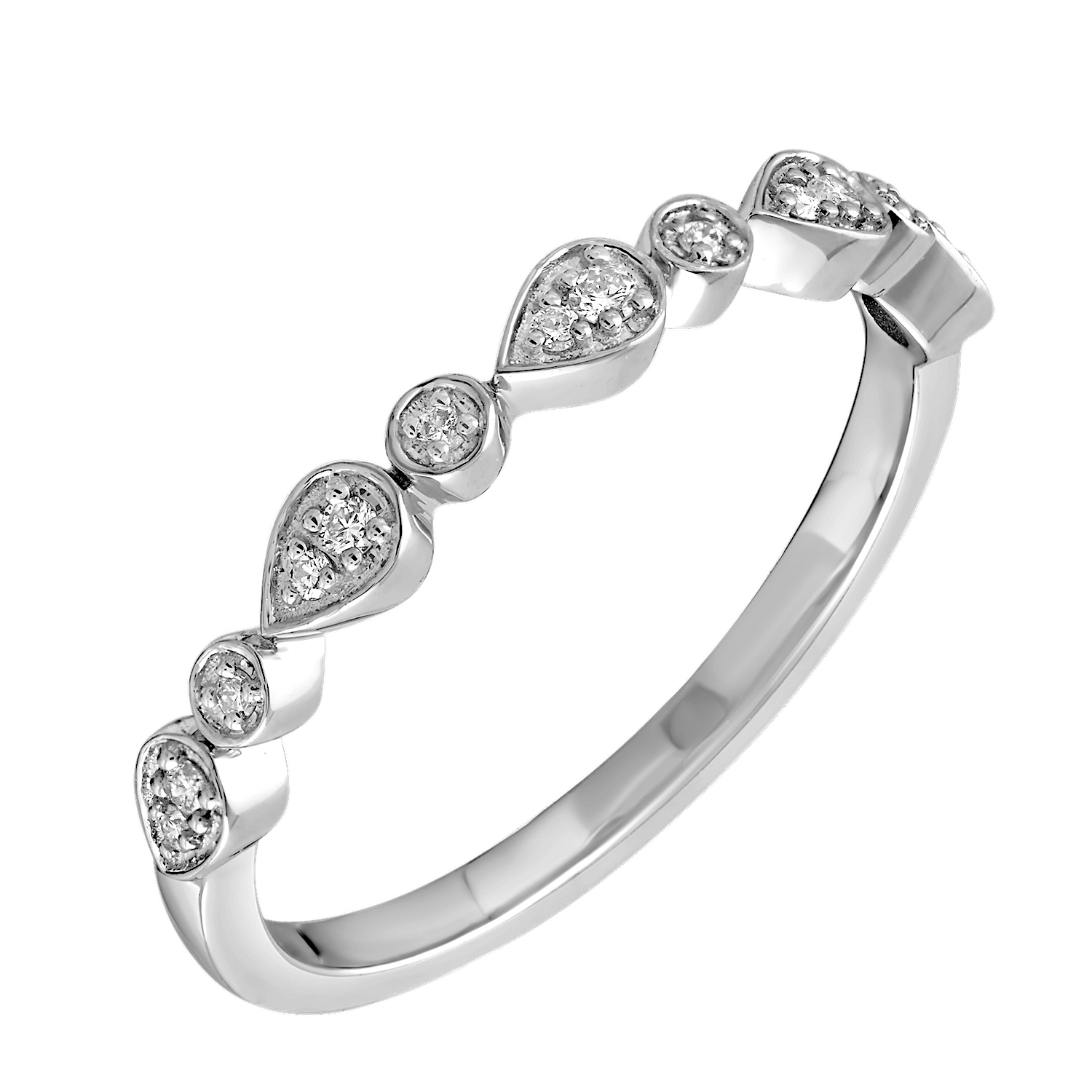 TriUnity&trade; 14K White Gold Alternating Pear & Round Shape 0.08 Ctw