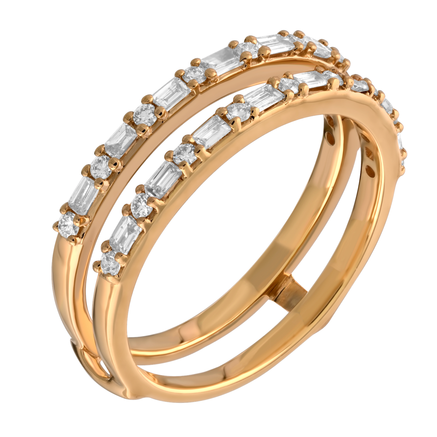 Love Connection&trade; 14K Yellow Gold Diamond Baguette & Round Parallel 0.48 Ctw