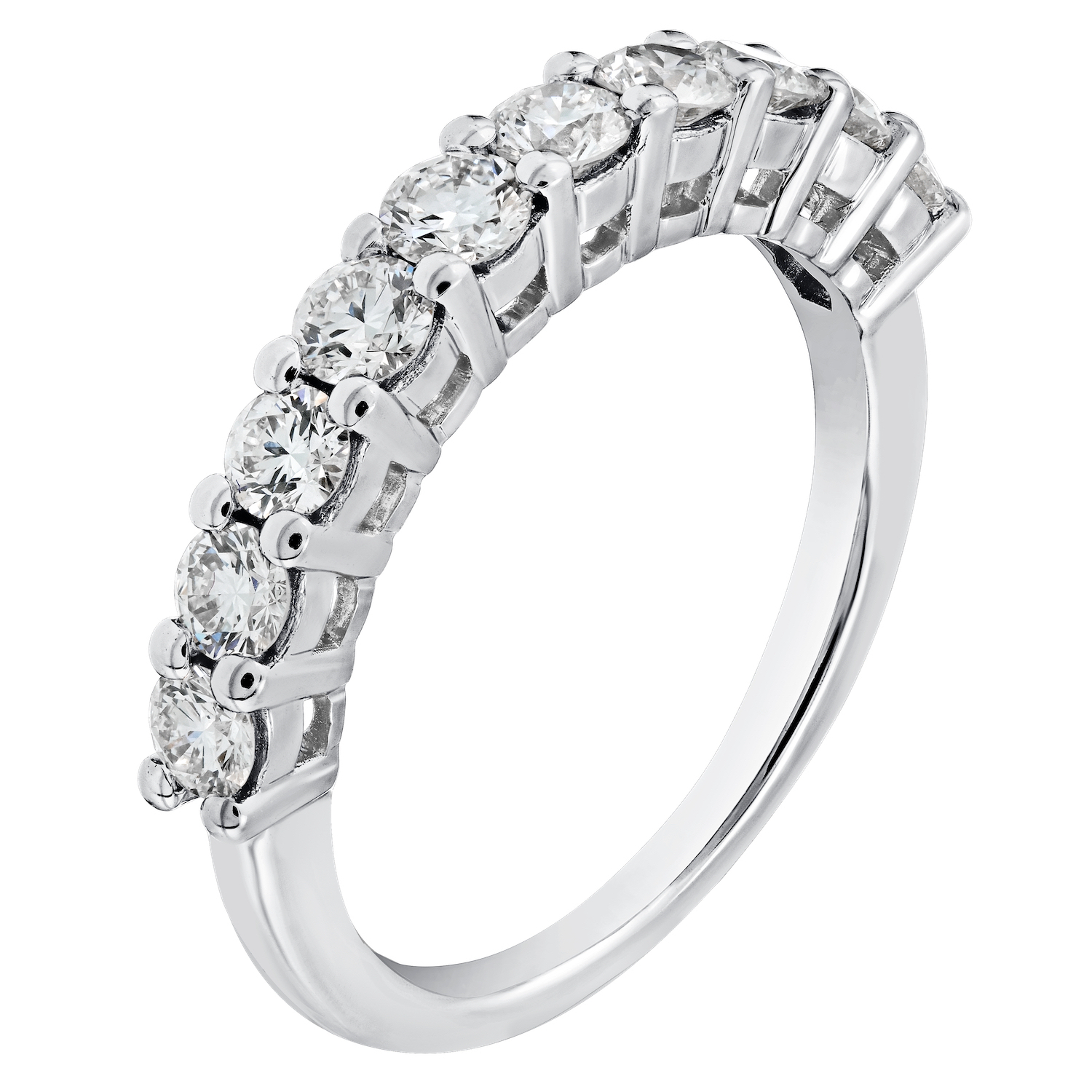 VERDE&trade; 14k White Gold Shared Prong 10 Stone Ring 1.50 Ctw LAB GROWN DIAMONDS