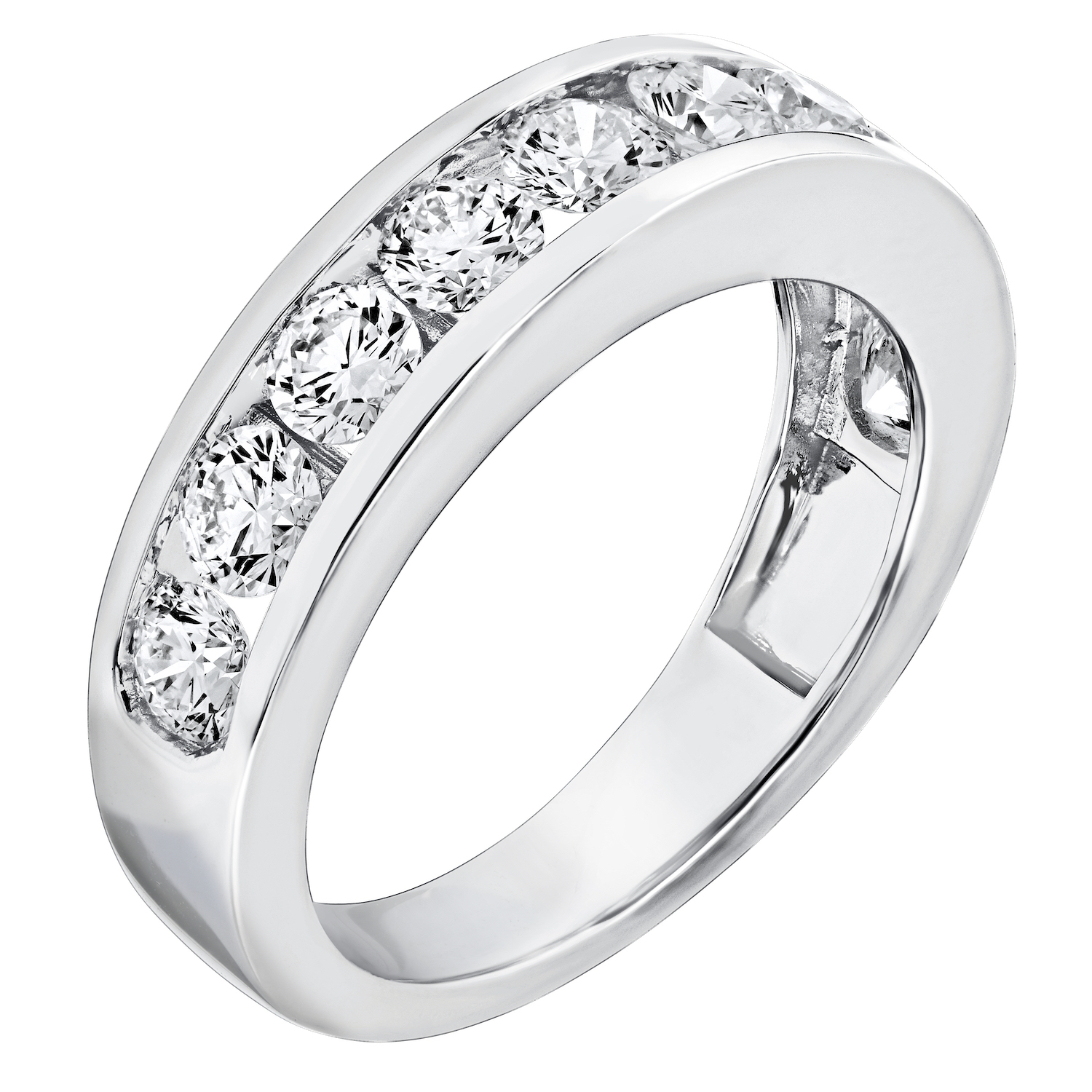 VERDE&trade; 14k White Gold Channel Set 10 Stone Ring 1.00 Ctw LAB GROWN DIAMONDS