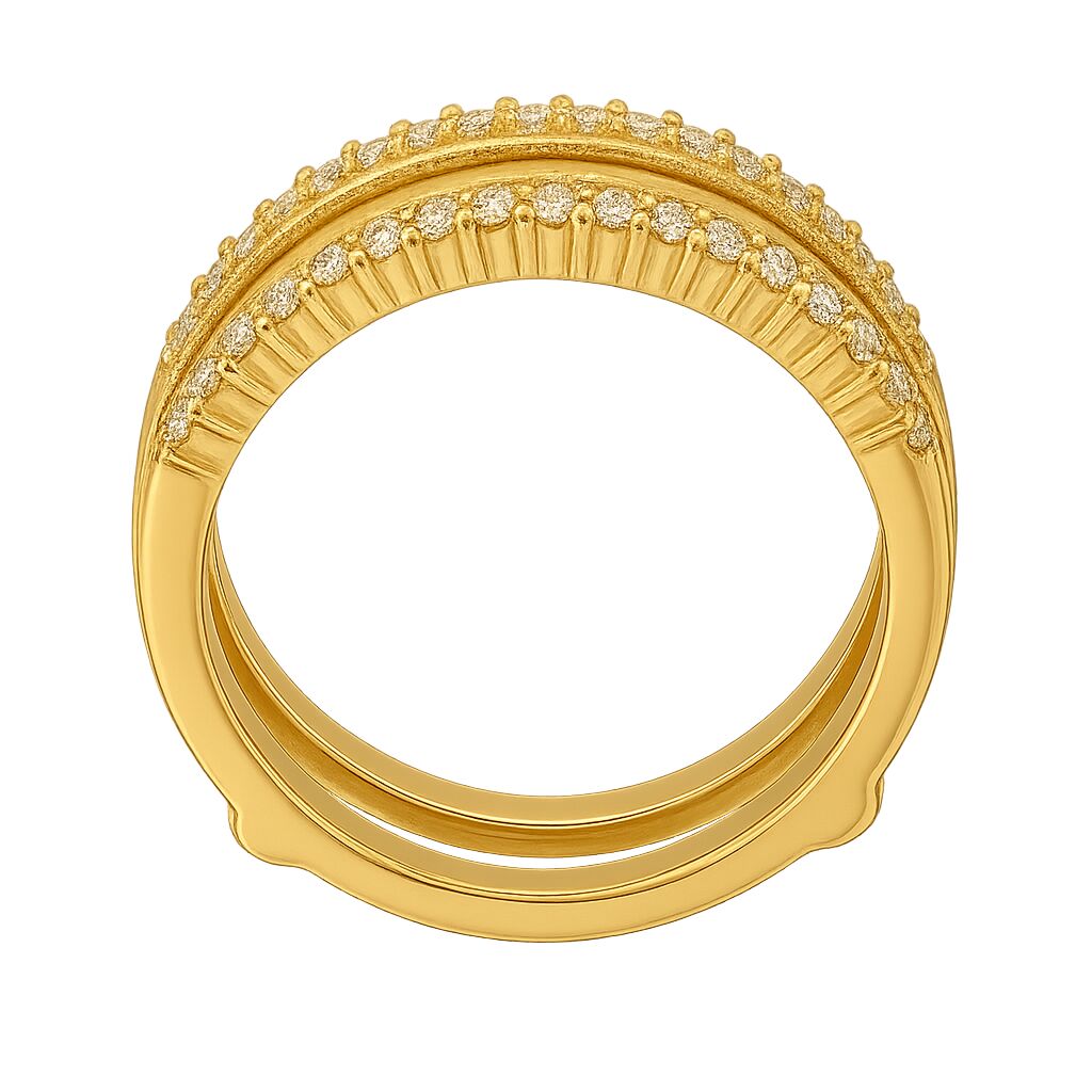 Love Connection&trade; 14K Yellow Gold Diamond Parallel Shared Prong Milgrain Inside Edge Guard 0.50 Ctw