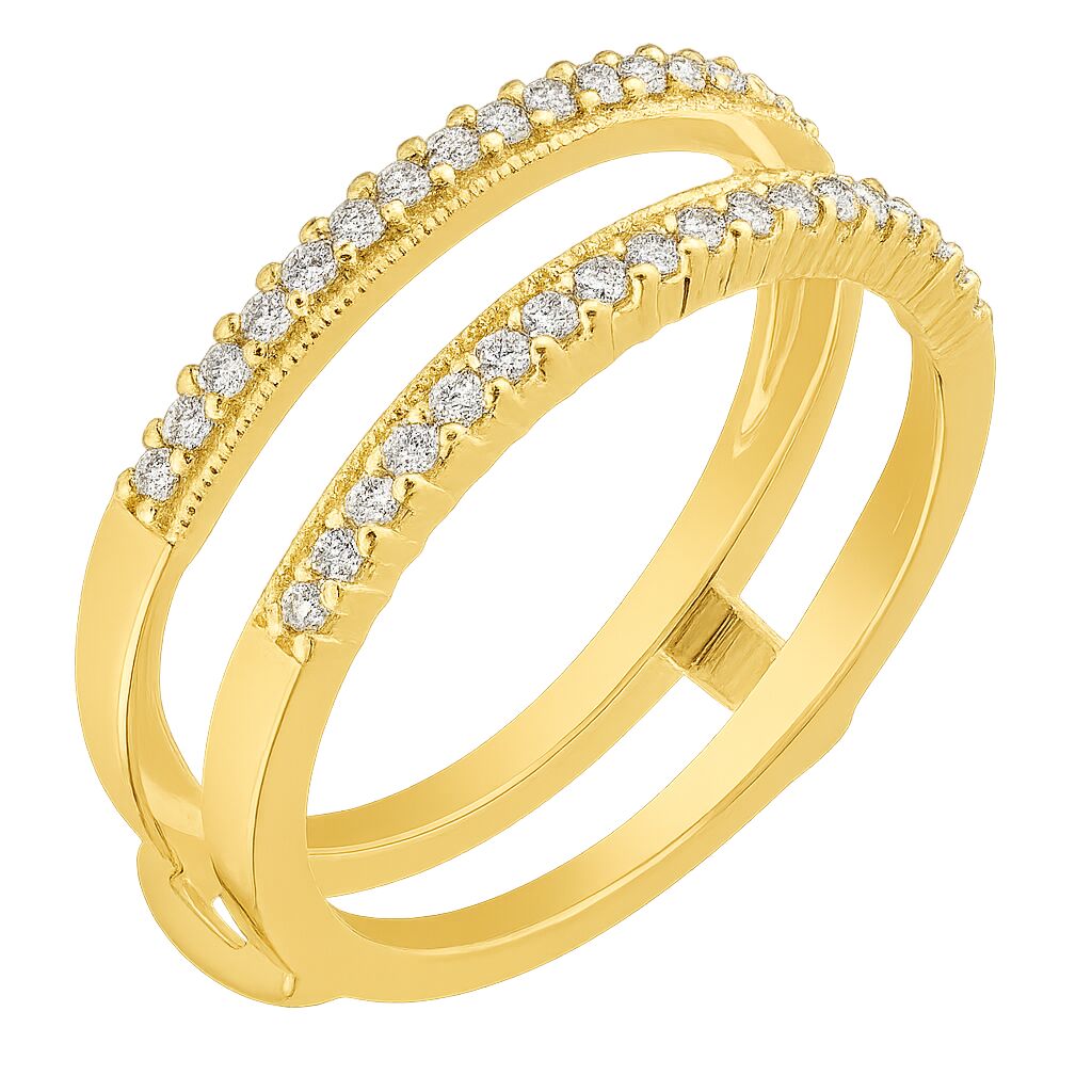 Love Connection&trade; 14K Yellow Gold Diamond Parallel Shared Prong Milgrain Inside Edge Guard 0.50 Ctw