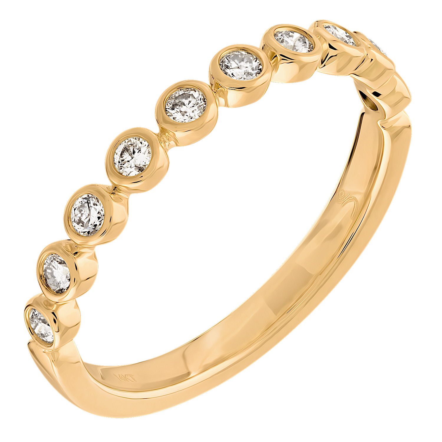 14K Yellow Gold Bezel Set Band Diamond Ring 0.24 Ctw