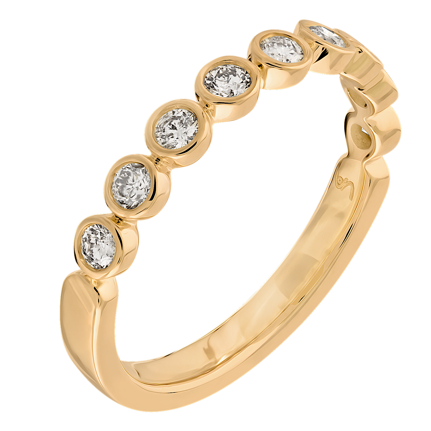 14K Yellow Gold Bezel Set Band Diamond Ring 0.37 Ctw
