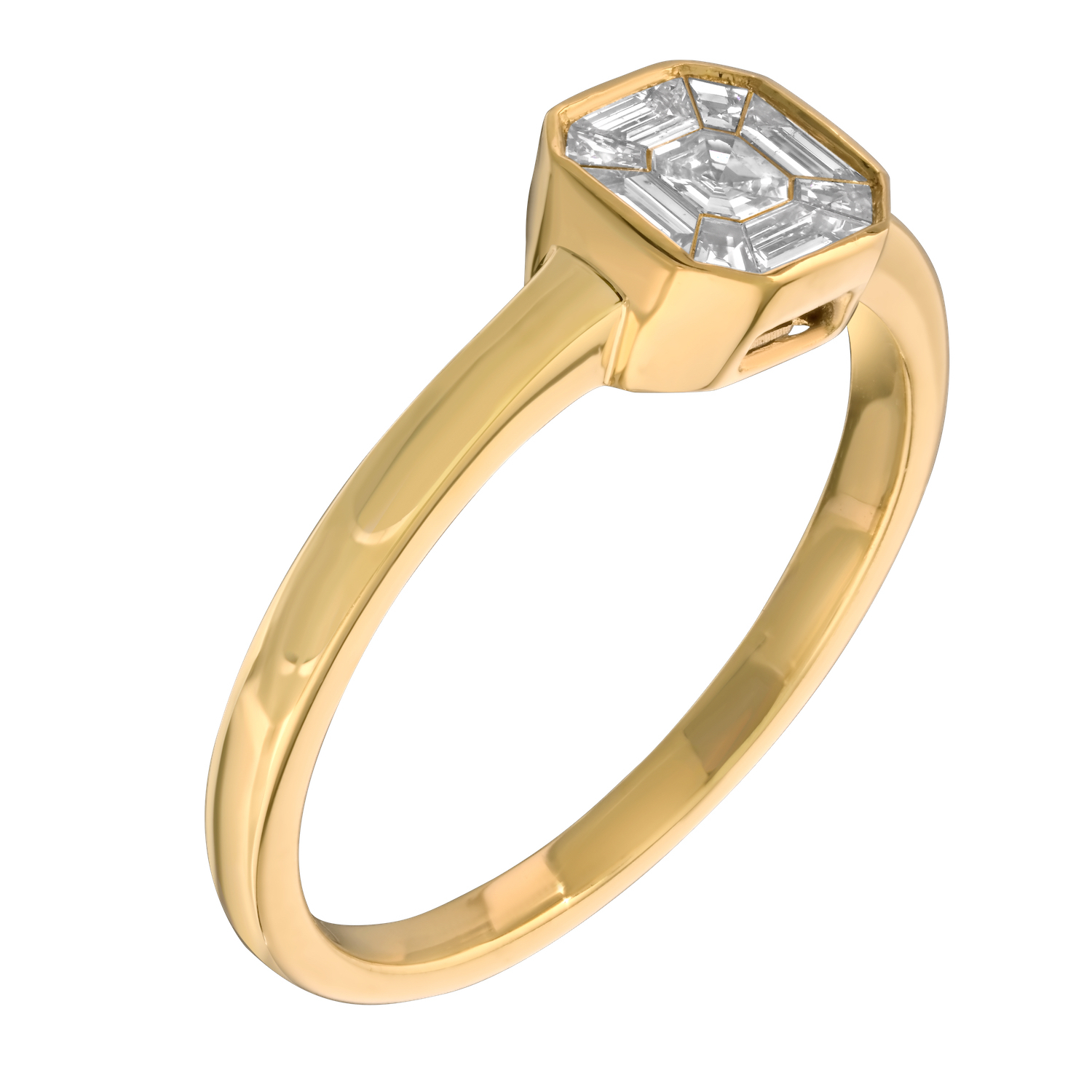 Compozit&trade; 14K Yellow Gold Asscher Shape Bezel Set Ring Diamond 0.33 Ctw Cutting Edge Technology