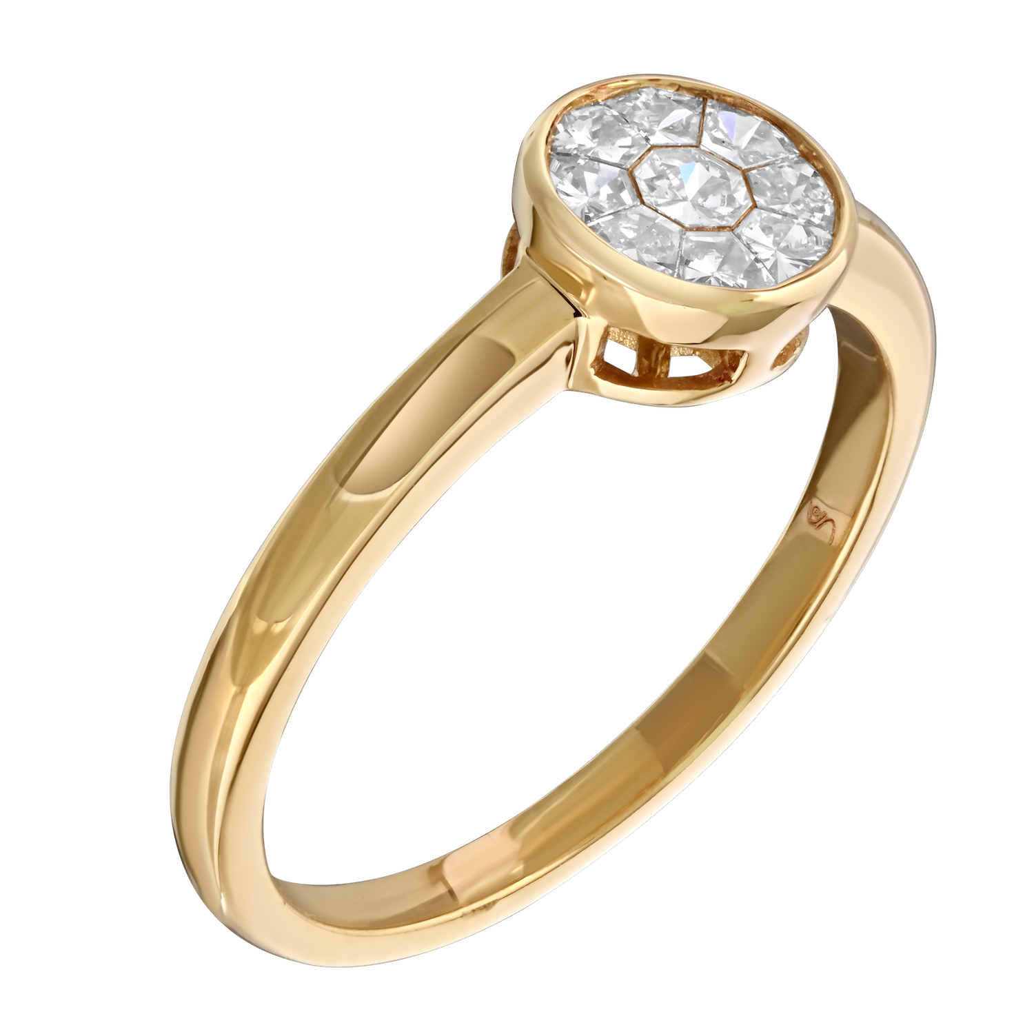 Compozit&trade; 14K Yellow Gold Round Shape Bezel Set Ring Diamond 0.33 Ctw Cutting Edge Technology