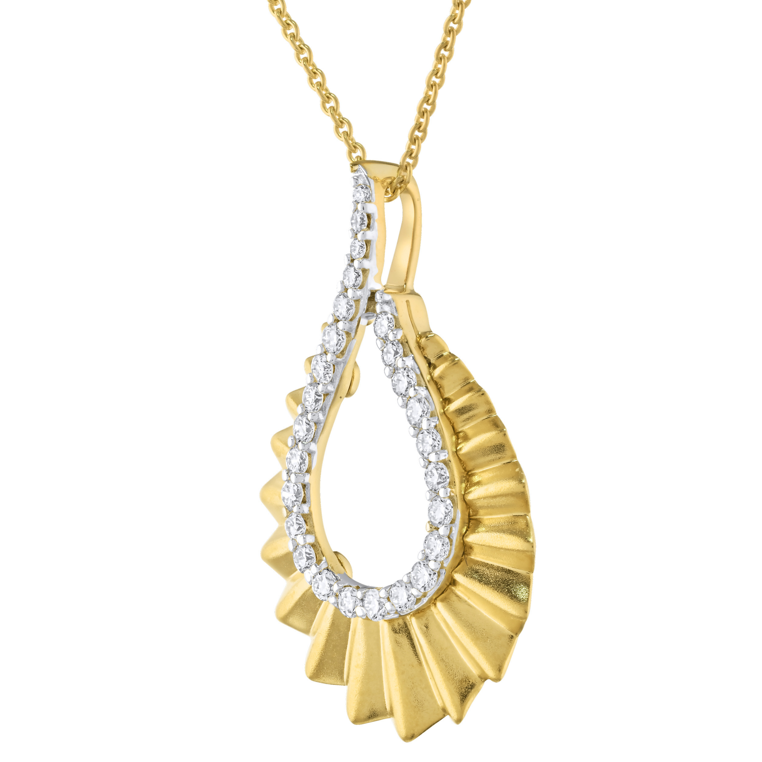 Textura&trade; 14K White Gold Teardrop Shape Graduated Fluted Diamond 0.15 Ctw