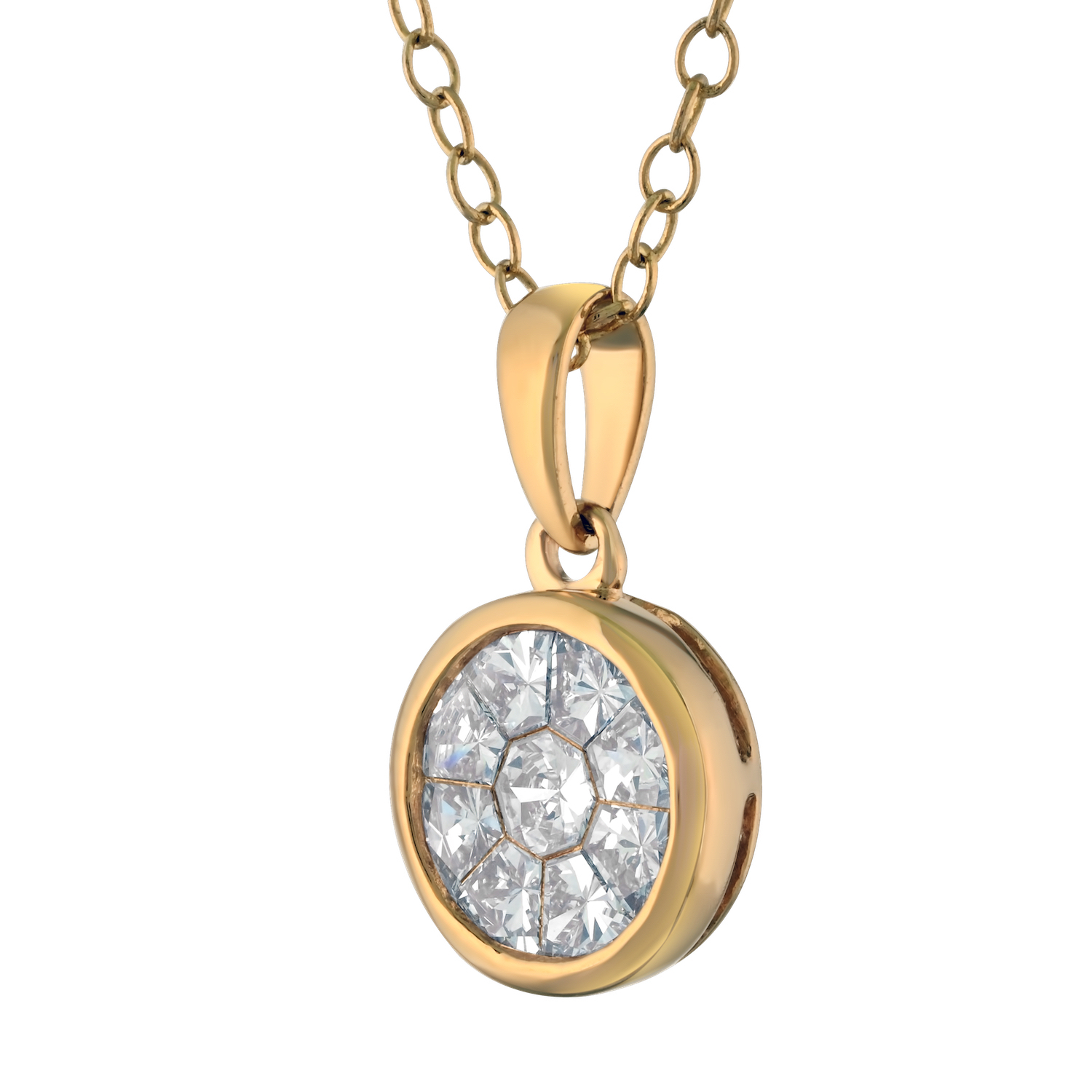 Compozit&trade; 14K Yellow Gold Round Shape Bezel Set Pendant Diamond 0.50 Ctw Cutting Edge Technology