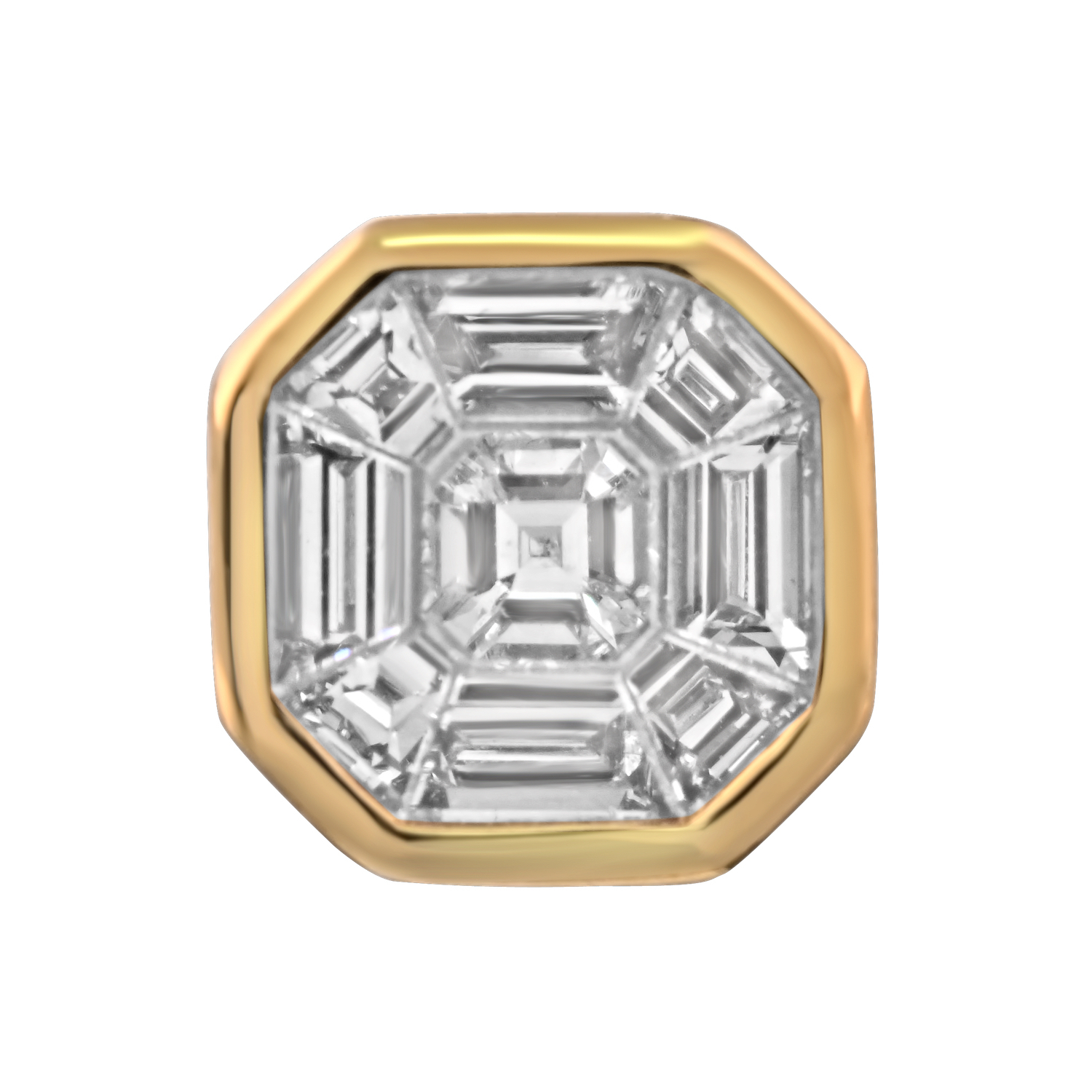 Compozit&trade; 14K Yellow Gold Asscher Shape Bezel Set Earrings Diamond 0.50 Ctw Cutting Edge Technology