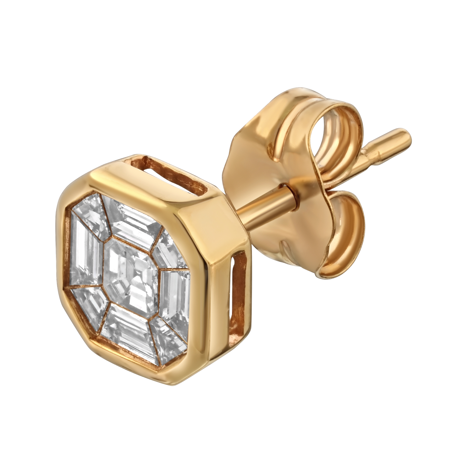 Compozit&trade; 14K Yellow Gold Asscher Shape Bezel Set Earrings Diamond 0.50 Ctw Cutting Edge Technology