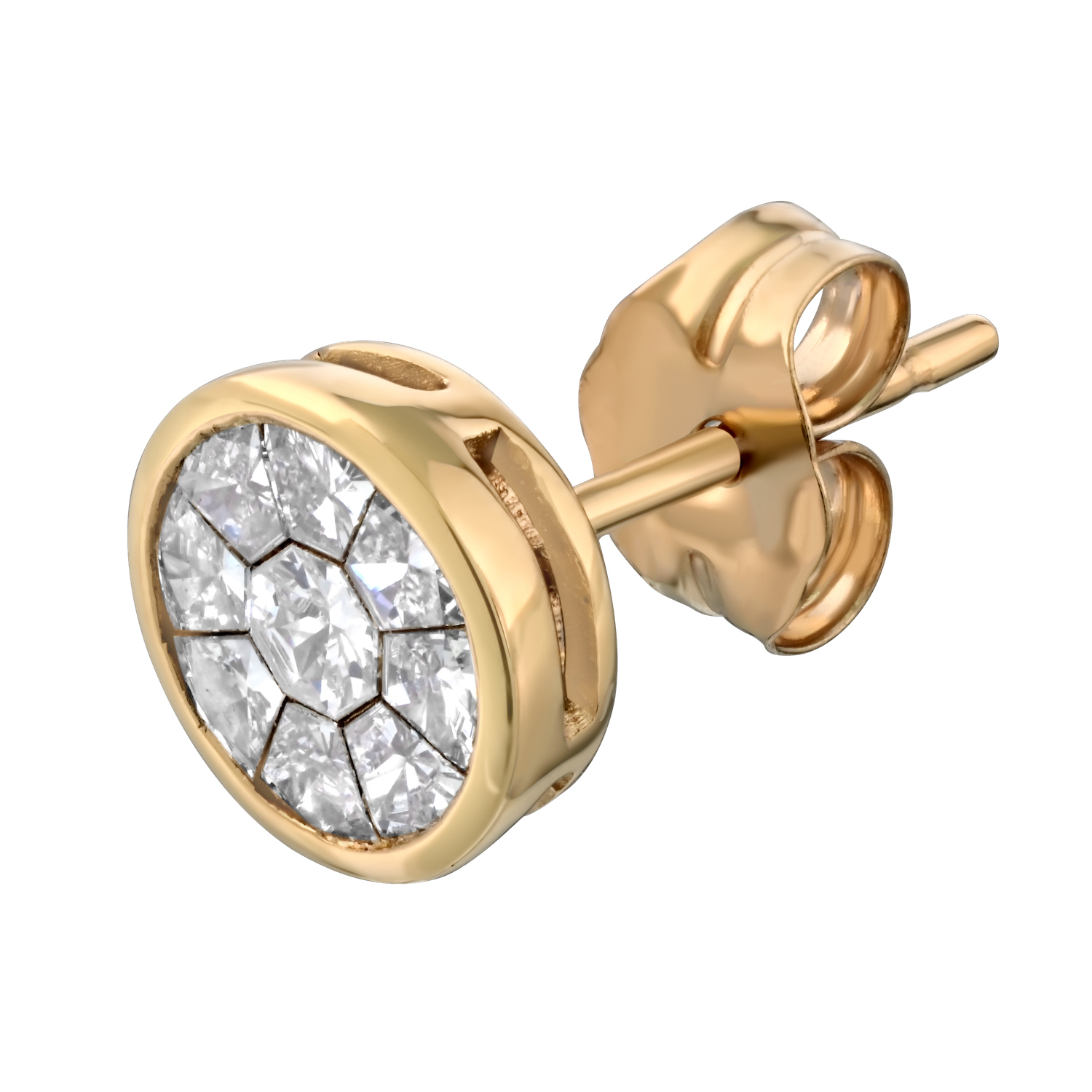 Compozit&trade; 14K Yellow Gold Round Shape Bezel Set Earrings Diamond 0.50 Ctw Cutting Edge Technology