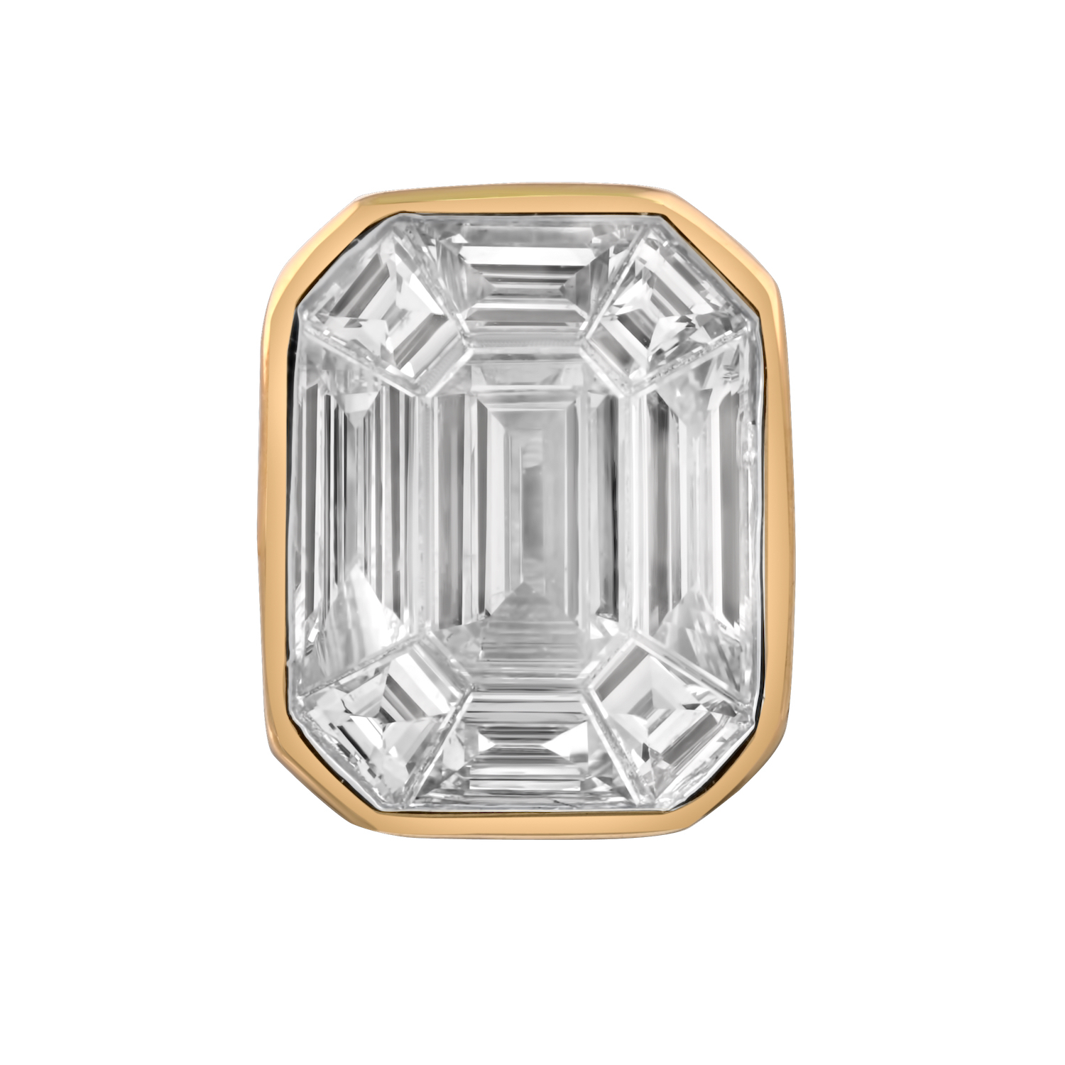 Compozit&trade; 14K Yellow Gold Emerald Shape Bezel Set Earrings Diamond 0.50 Ctw Cutting Edge Technology