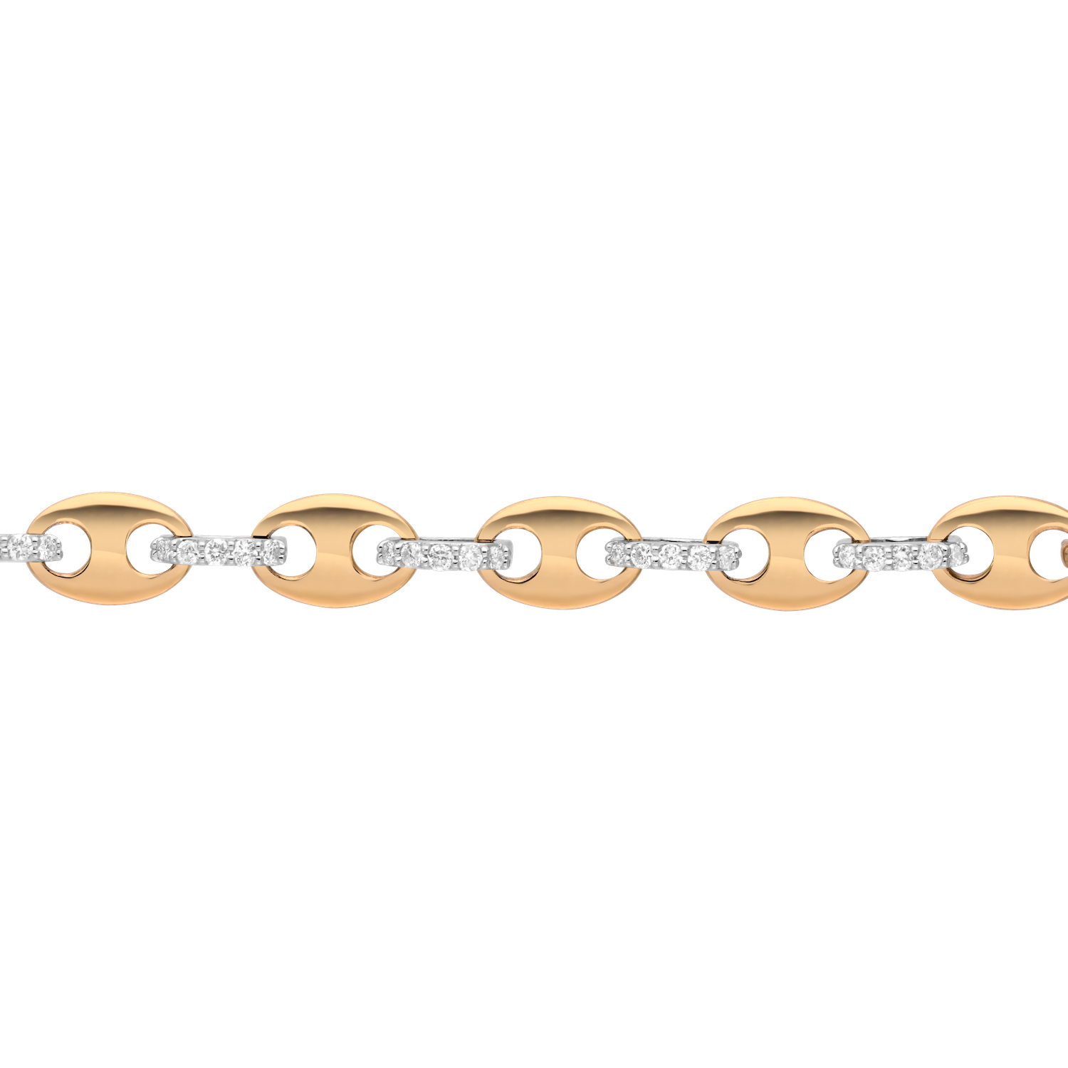 14K Two Tone Mariner Link with Pave Bars Between Diamond Bracelet 0.48 Ctw