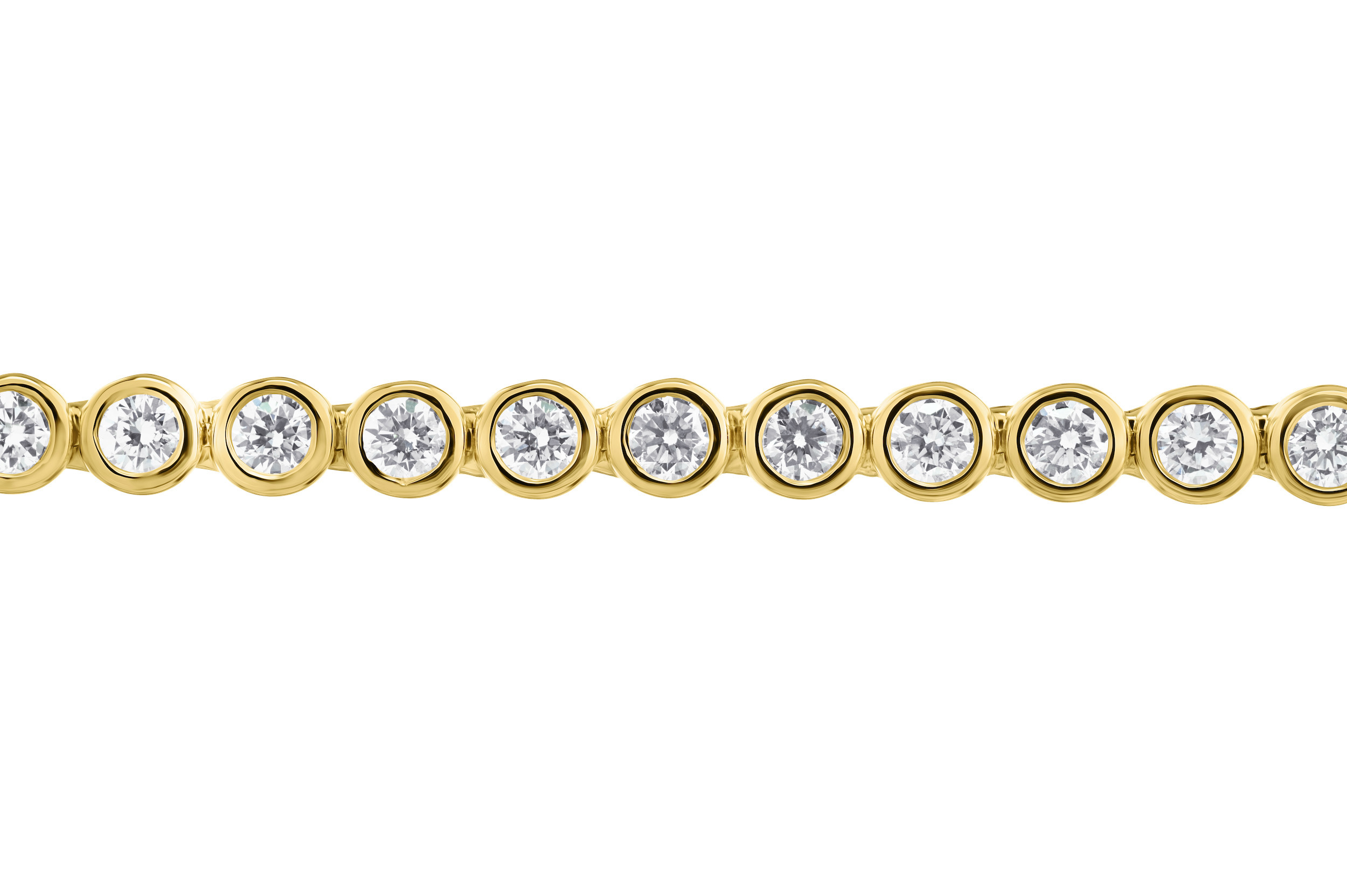 14K Yellow Gold Bezel Set Round Diamonds Straight Line Diamond Bracelet 1.00 Ctw