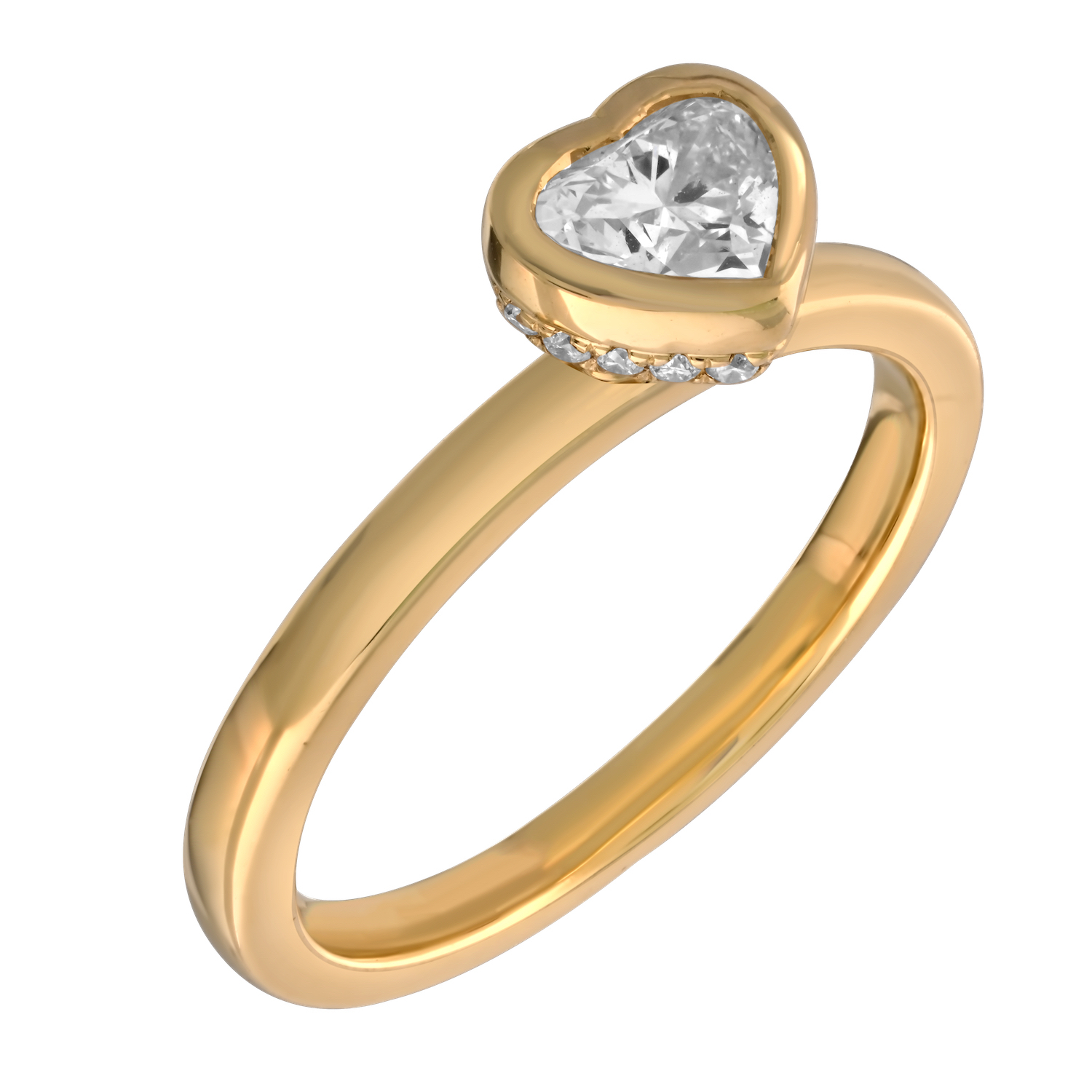 Bridal Collection 14K Yellow Gold Heart Shape Bezel Set with Hidden Halo Diamond 0.56 Ctw