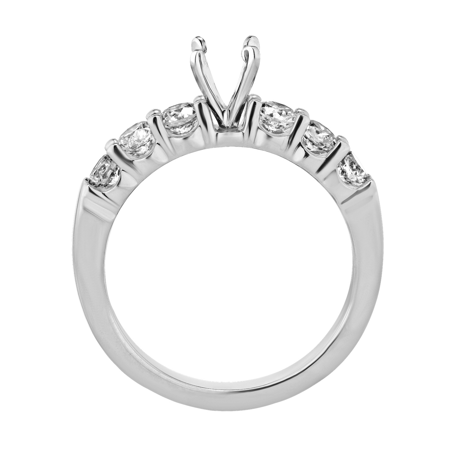 VERDE&trade; 14k White Gold 6 Stone Shared Prong Semi-Mount 0.10 Ctw LAB GROWN DIAMONDS