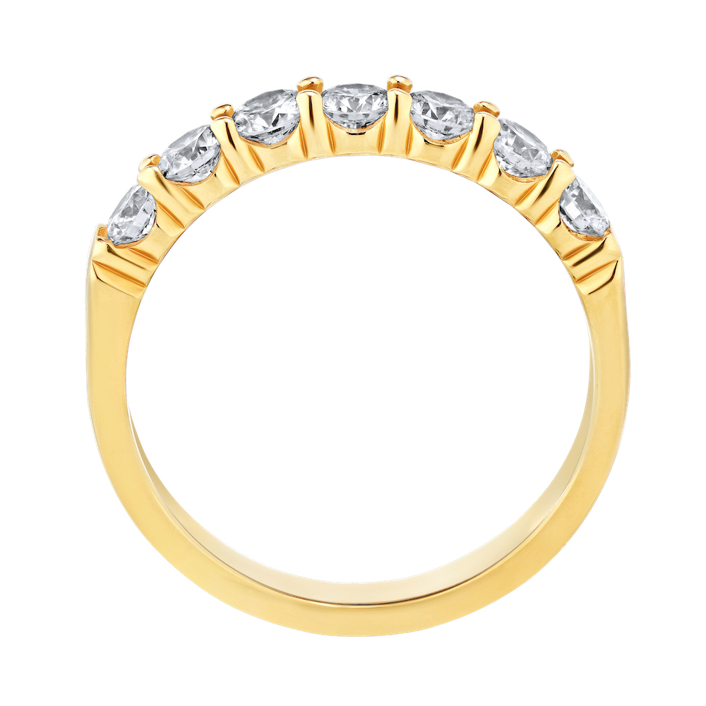 VERDE&trade; 14k Yellow Gold 7 Stone Shared Prong Anniversary Ring 0.10 Ctw LAB GROWN DIAMONDS