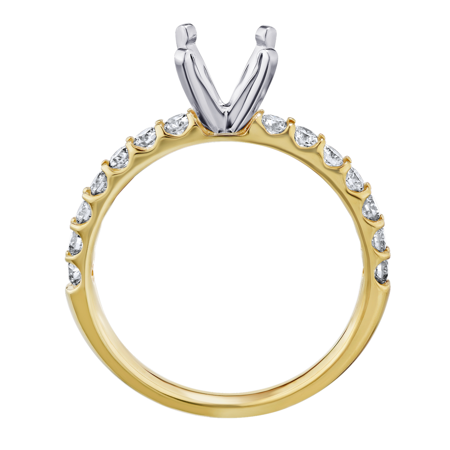 VERDE&trade; 14k Yellow Gold 14 Stone Shared Prong Semi-Mount 0.25 Ctw LAB GROWN DIAMONDS