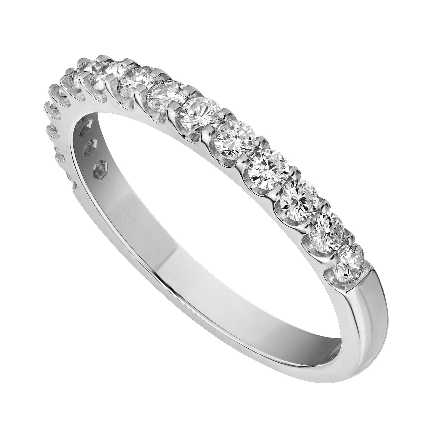 VERDE&trade; 14k White Gold 15 Stone Shared Prong Anniversary Ring 0.50 Ctw LAB GROWN DIAMONDS