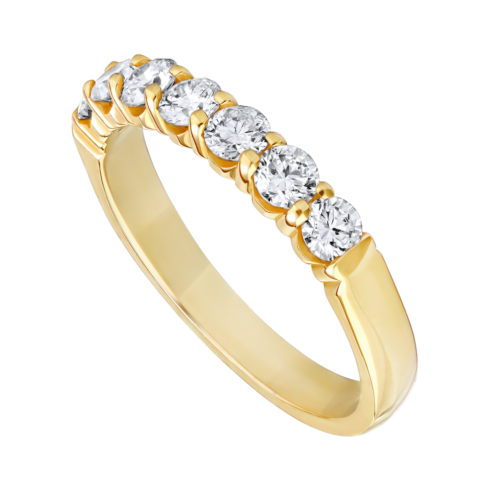 VERDE&trade; 14k Yellow Gold 7 Stone Shared Prong Anniversary Ring 0.50 Ctw LAB GROWN DIAMONDS