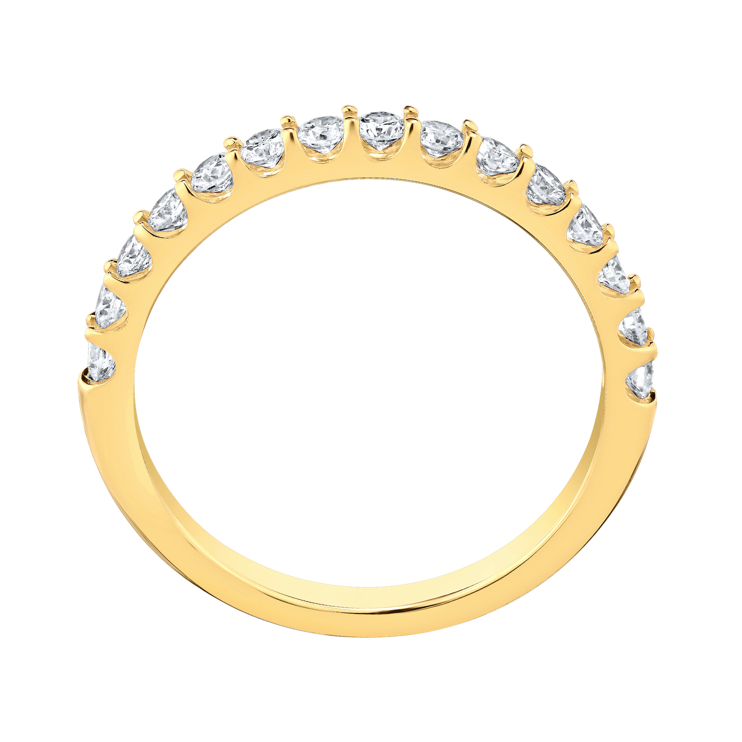 VERDE&trade; 14k Yellow Gold 15 Stone Shared Prong Anniversary Ring 1.50 Ctw LAB GROWN DIAMONDS