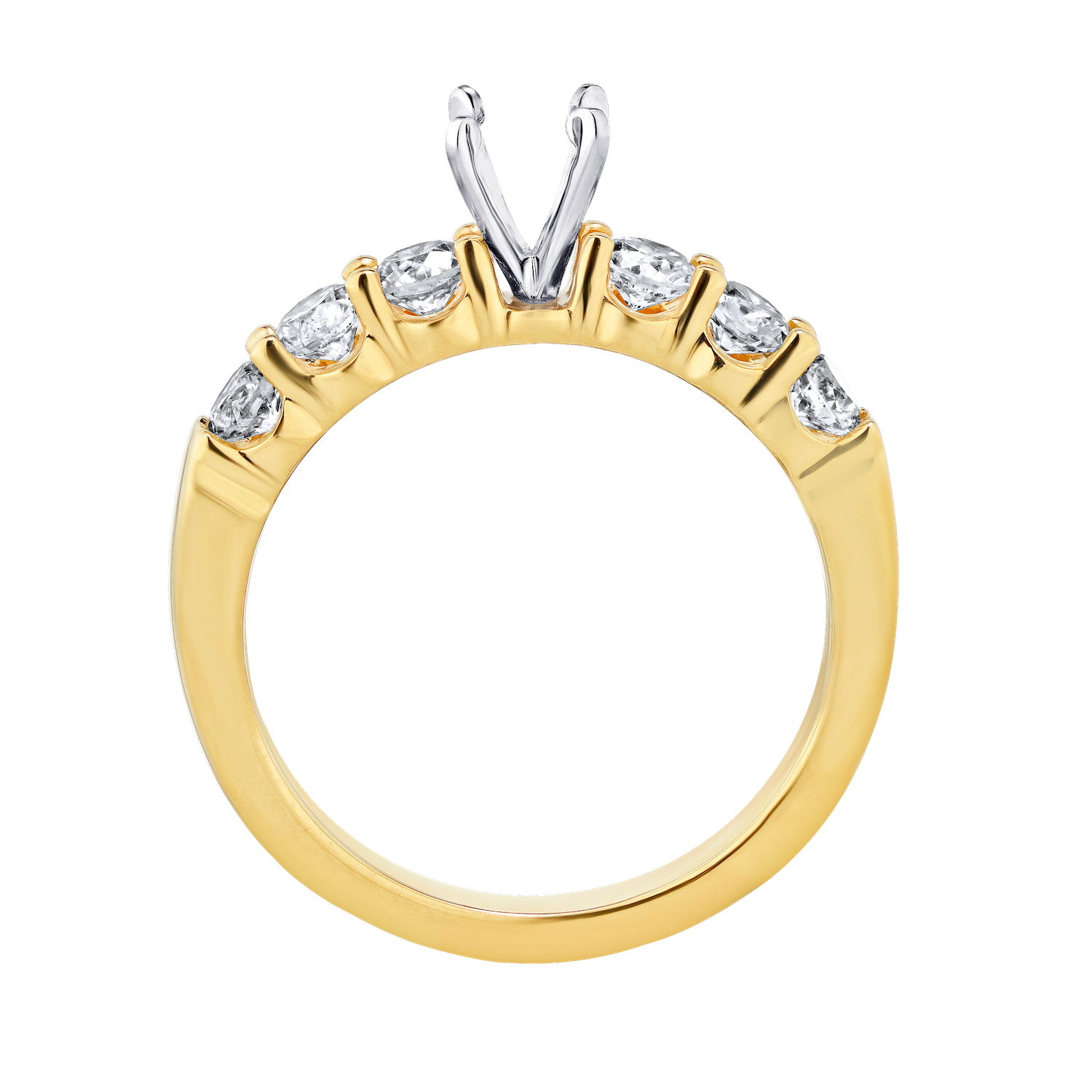 VERDE&trade; 14k Yellow Gold 6 Stone Shared Prong Semi-Mount 1.50 Ctw LAB GROWN DIAMONDS