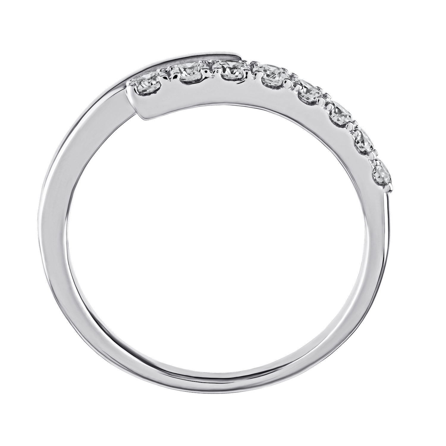 Ring:  14KW Pave & Polished Bypass 8 Rd. 1/3 Ctw