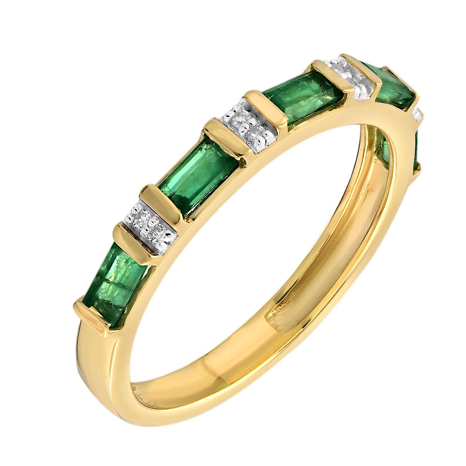 TriUnity™ 10K Yellow Gold Color Stone Baguettes And Round Diamonds 0.532 Ctw