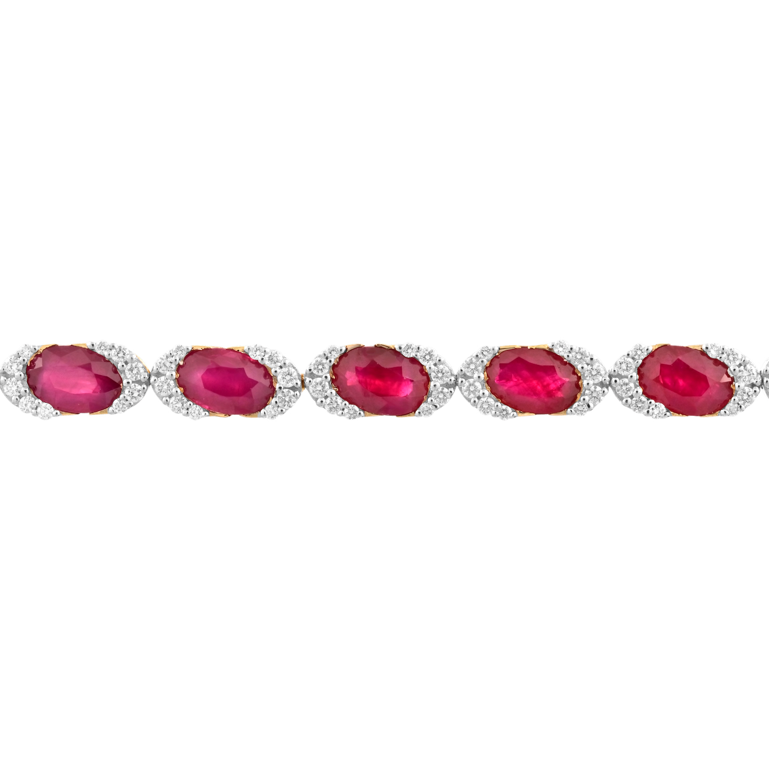 Majestic Gems™ 14k Yellow Gold Oval Color Stone & Diamond Half Halo's Ruby & Diamond 10.49 Ctw
