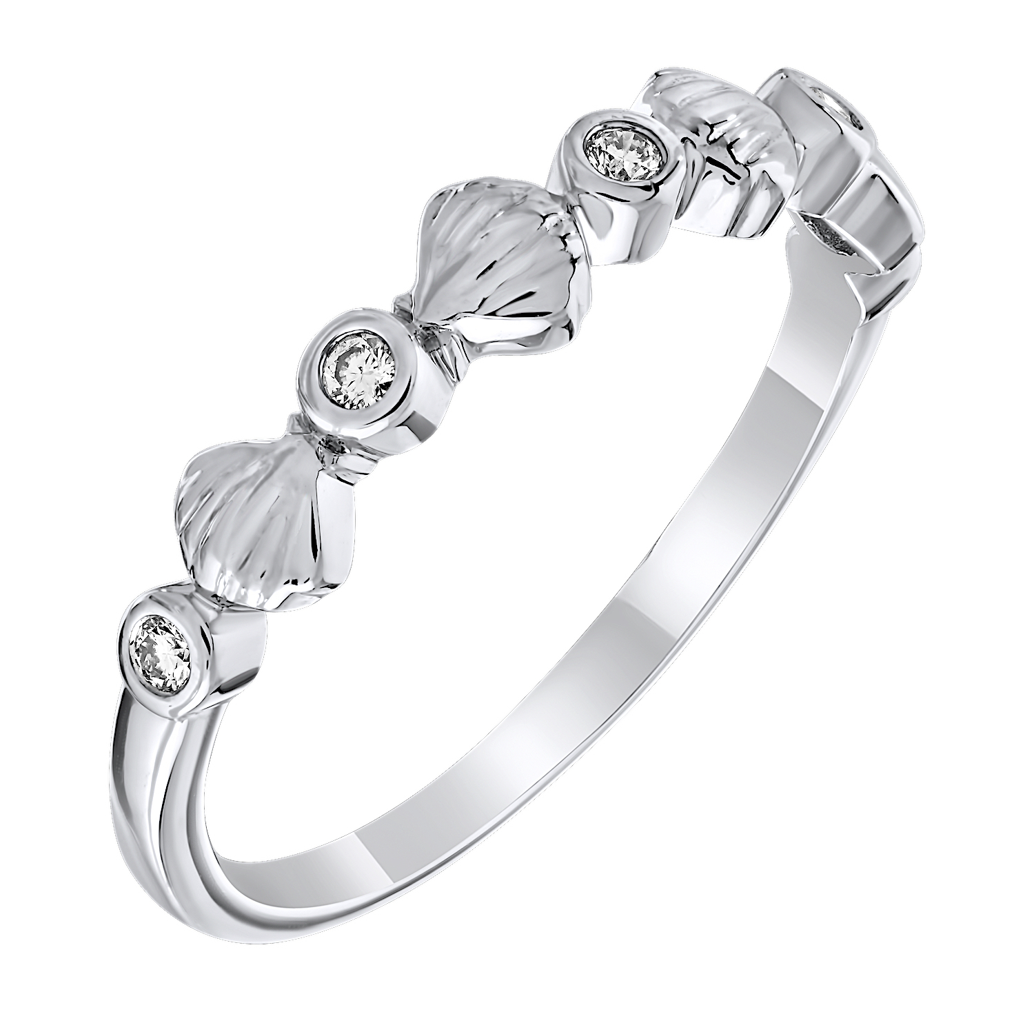 TriUnity™ 14K White Gold Shells With Bezel Set Diamond Between 0.08 Ctw