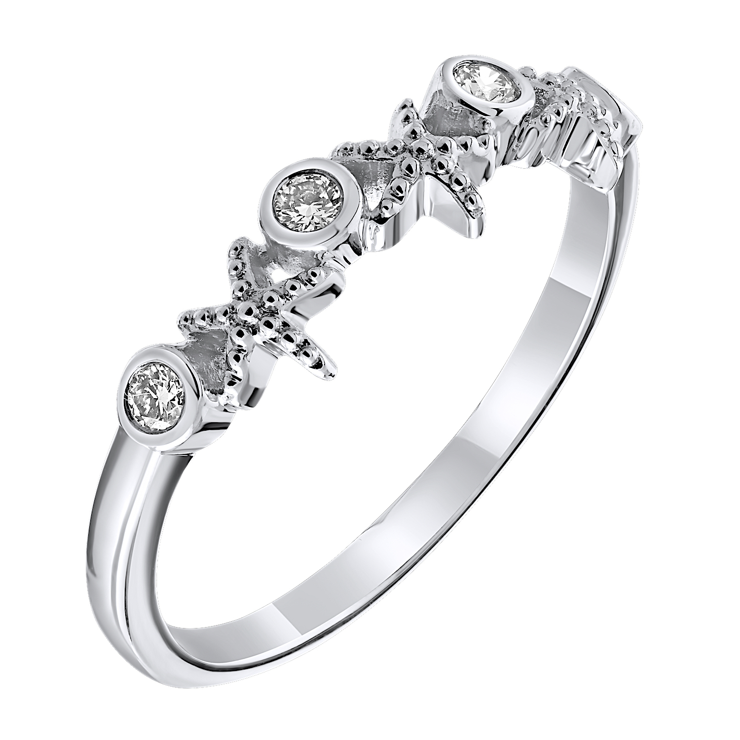 TriUnity™ 14K White Gold Starfish With Bezel Set Diamond Between 0.10 Ctw