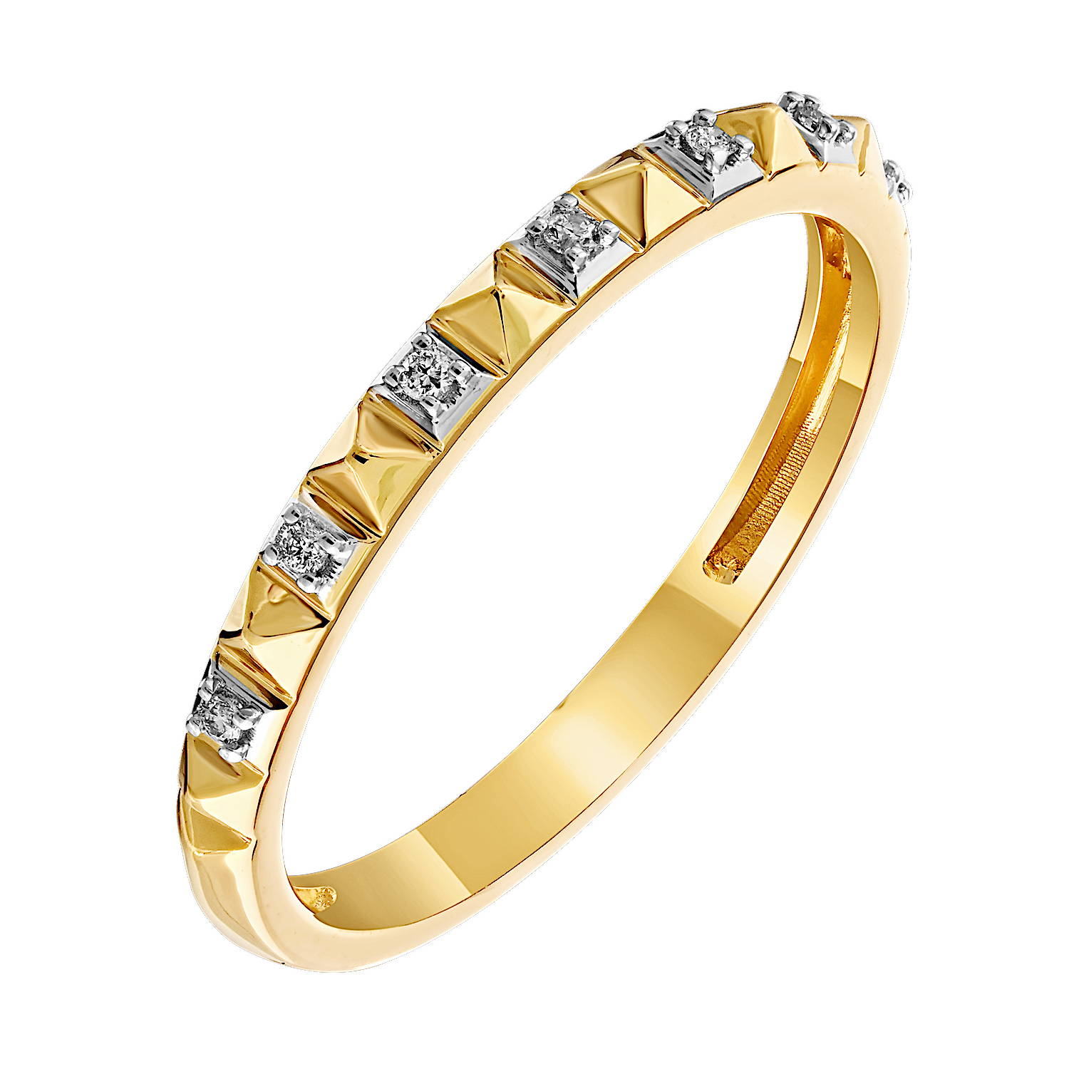 Textura™ 14K Yellow Gold Pyramid and Diamond Set Square Alternating Diamond 0.04 Ctw