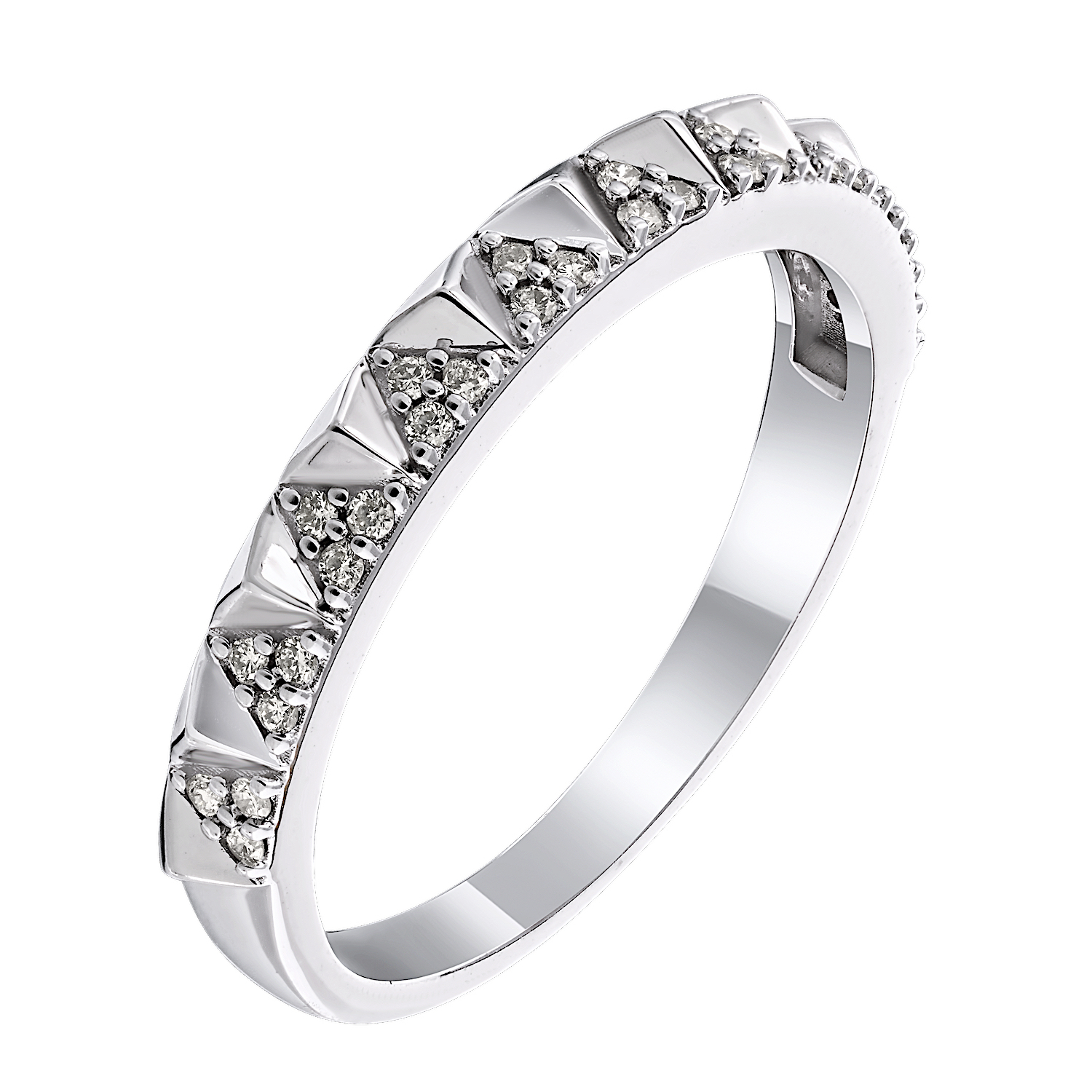Textura™ 14K White Gold Pyramid and Diamond Set Squares Alternating Diamond 0.04 Ctw