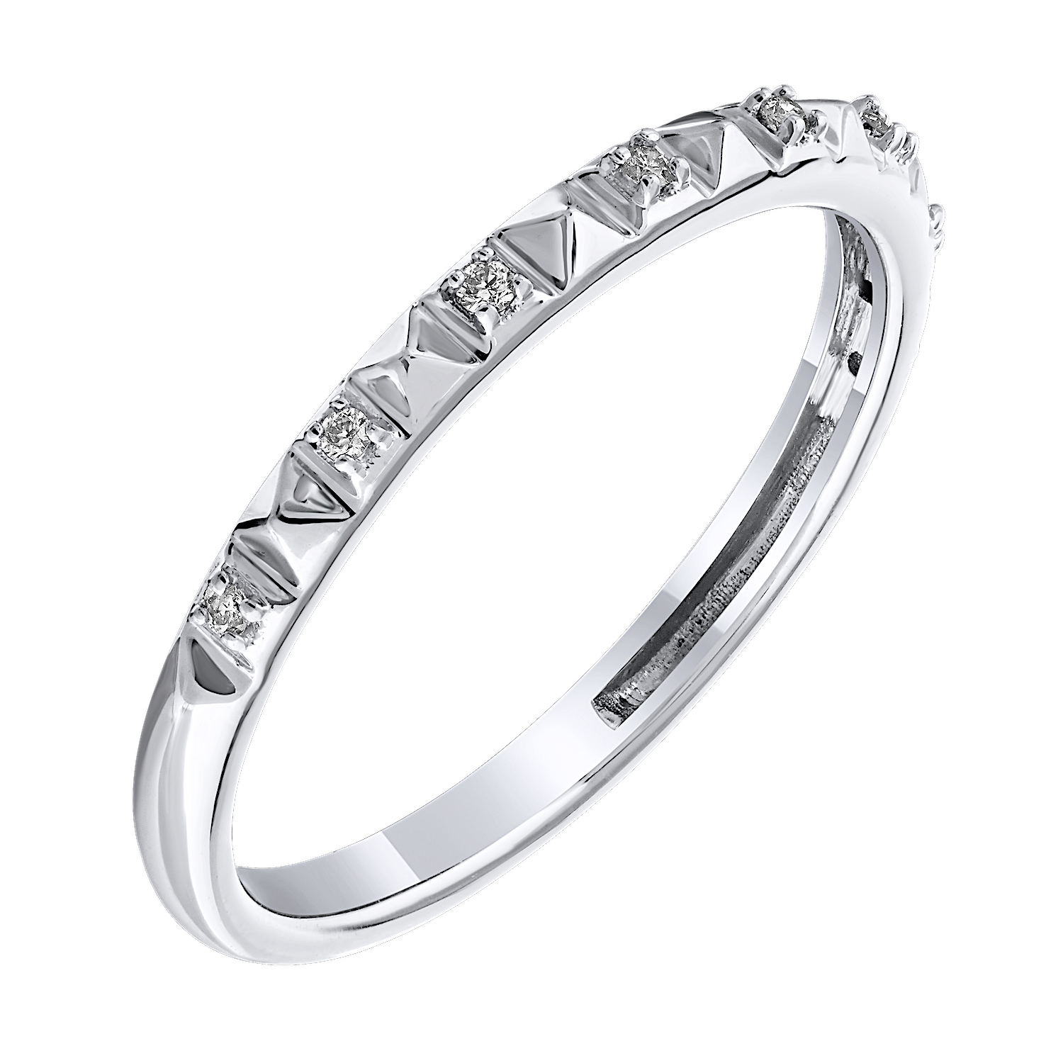 TriUnity™ 14K White Gold Alternating Textured Triangles & Pave 0.14 Ctw