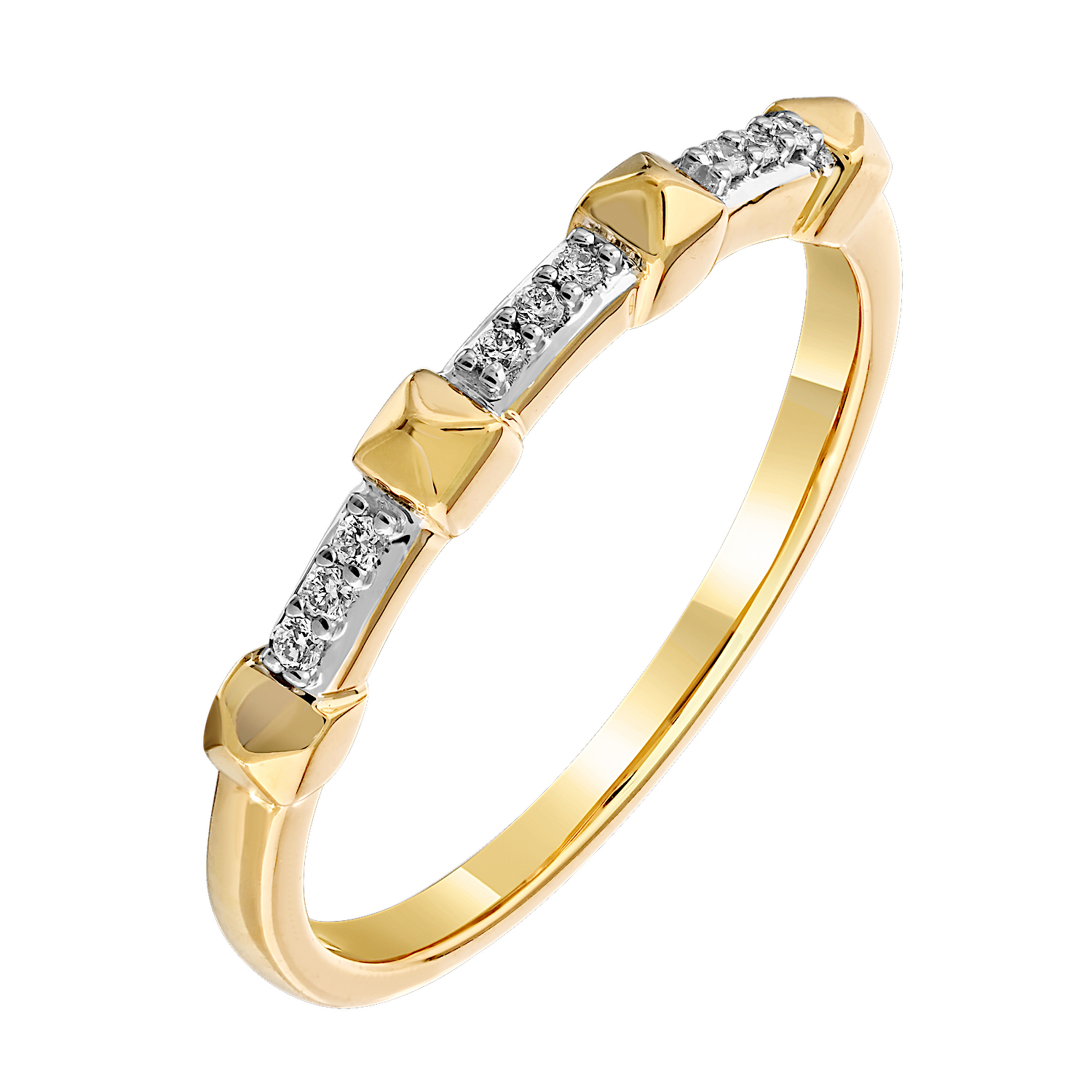 Textura™ 14K Yellow Gold Pyramids with Pave Between Diamond 0.06 Ctw