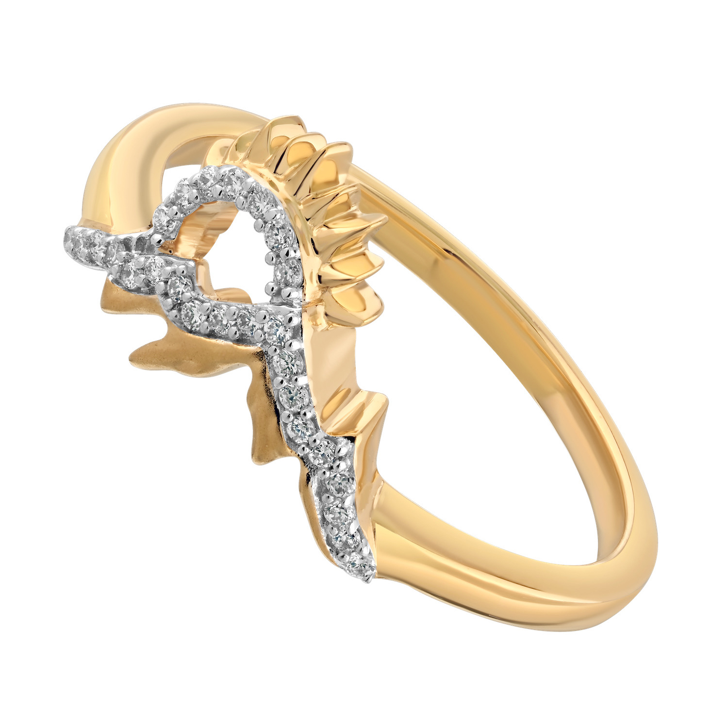 Diamond Peak™ 14K Yellow Gold Ring Mountain Outline with Sun Rising Diamond 0.09 Ctw