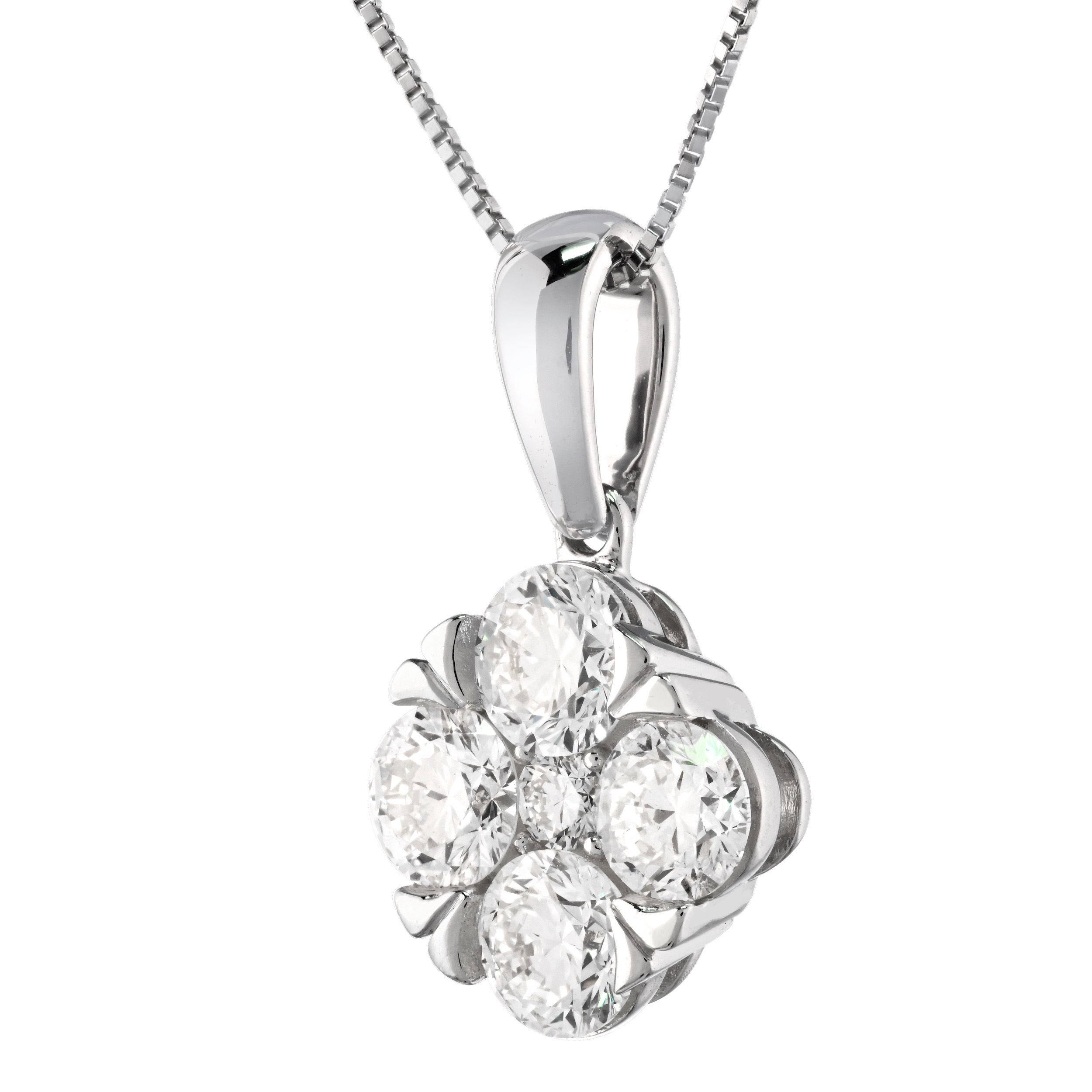 Diamond Bouquet™ 14K White Gold Diamond Offset Square/Cushion Shape Prong Set Pendant 0.26 Ctw