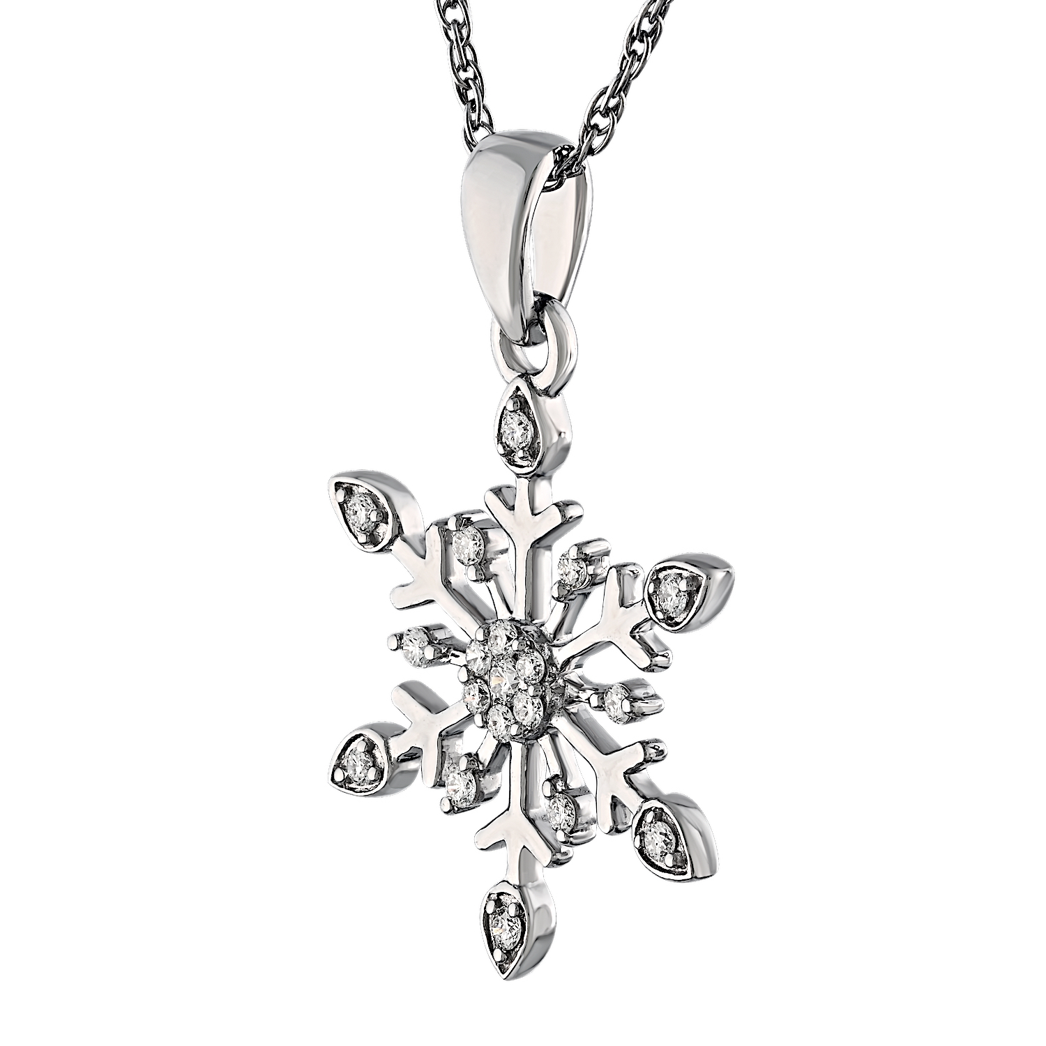 Diamond Frost™ 14K White Gold Prong Set Snowflake Pendant Diamond 0.15 Ctw