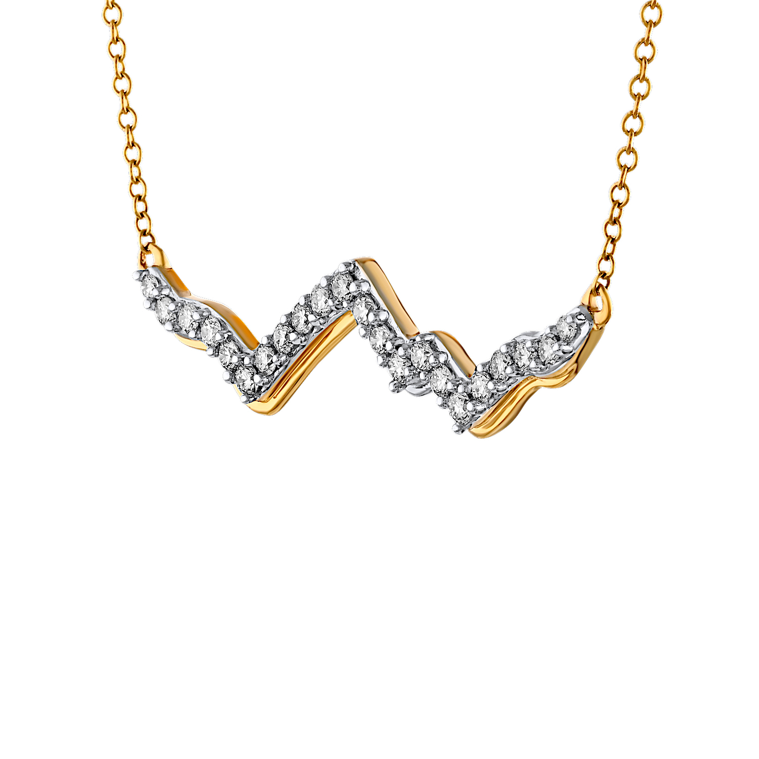 Diamond Peak™ 14K Yellow Gold Necklace Mountain Outline Diamond Diamond 0.34 Ctw