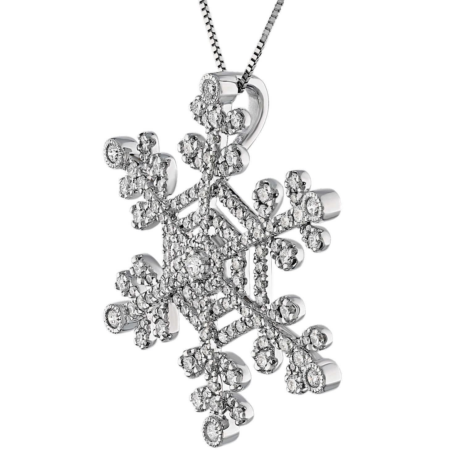 Diamond Frost™ 14K White Gold Prong Set Snowflake Hidden Bail Pendant Diamond 1.13 Ctw