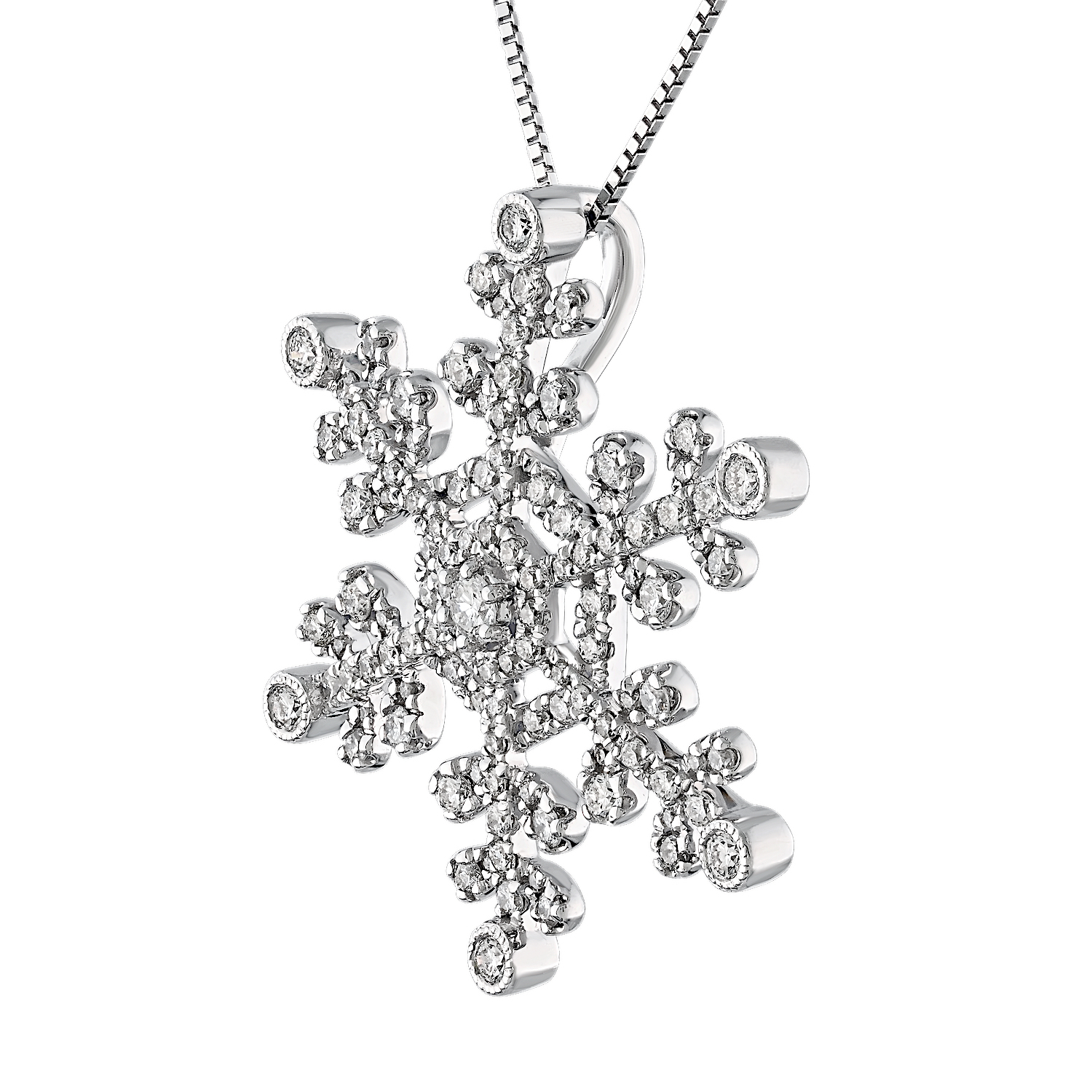 Diamond Frost™ 14K White Gold Pave Set Snowflake Hidden Bail Pendant Diamond 0.50 Ctw