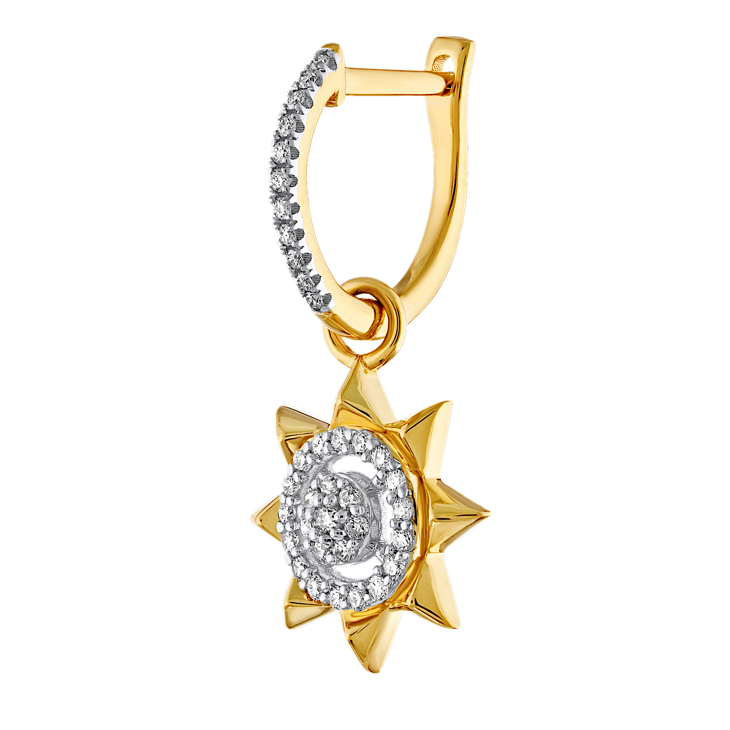 Textura™ 14K Yellow Gold Starburst with Pyramids Cluster Center Dangling Diamond 0.29 Ctw