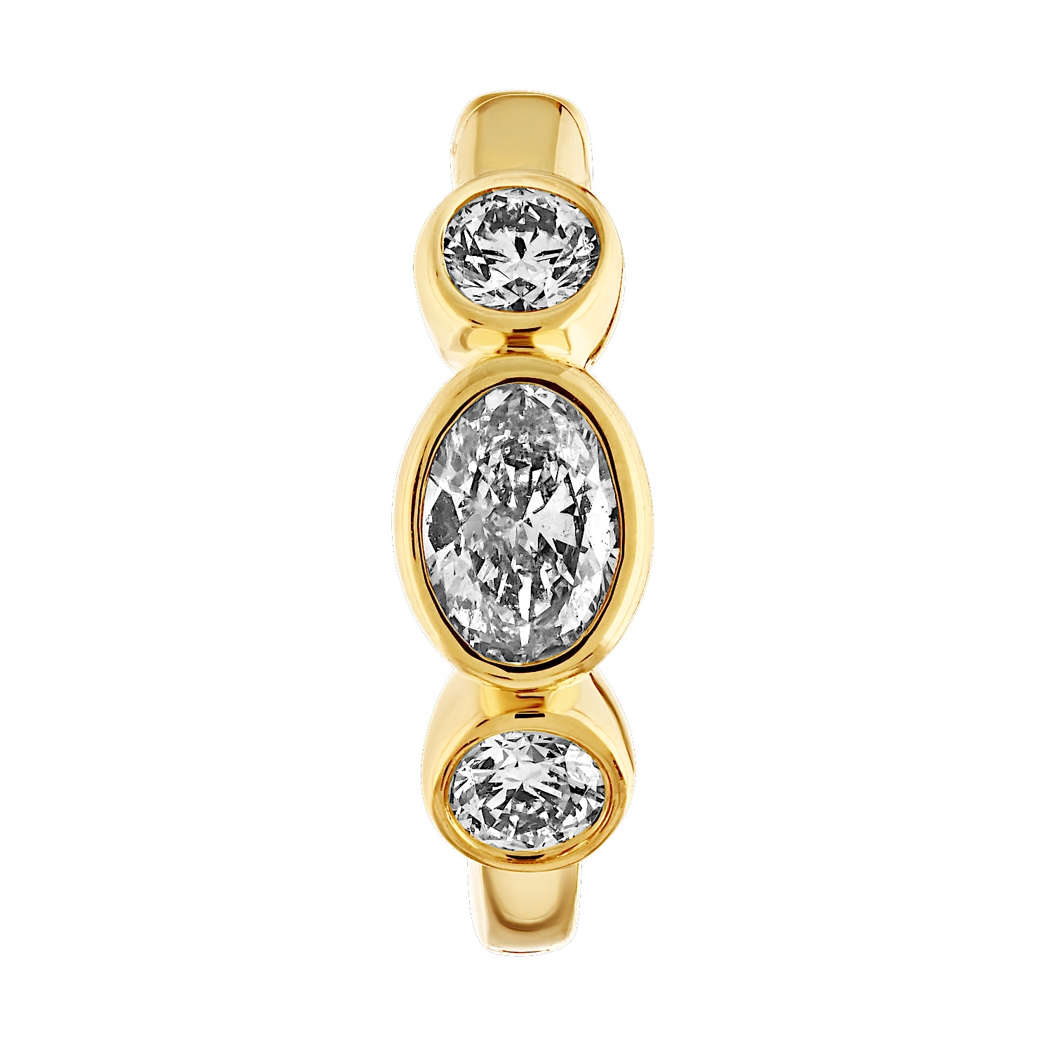 14K Yellow Gold Hoops with Bezel Set Round & Oval Diamond Earrings 0.63 Ctw