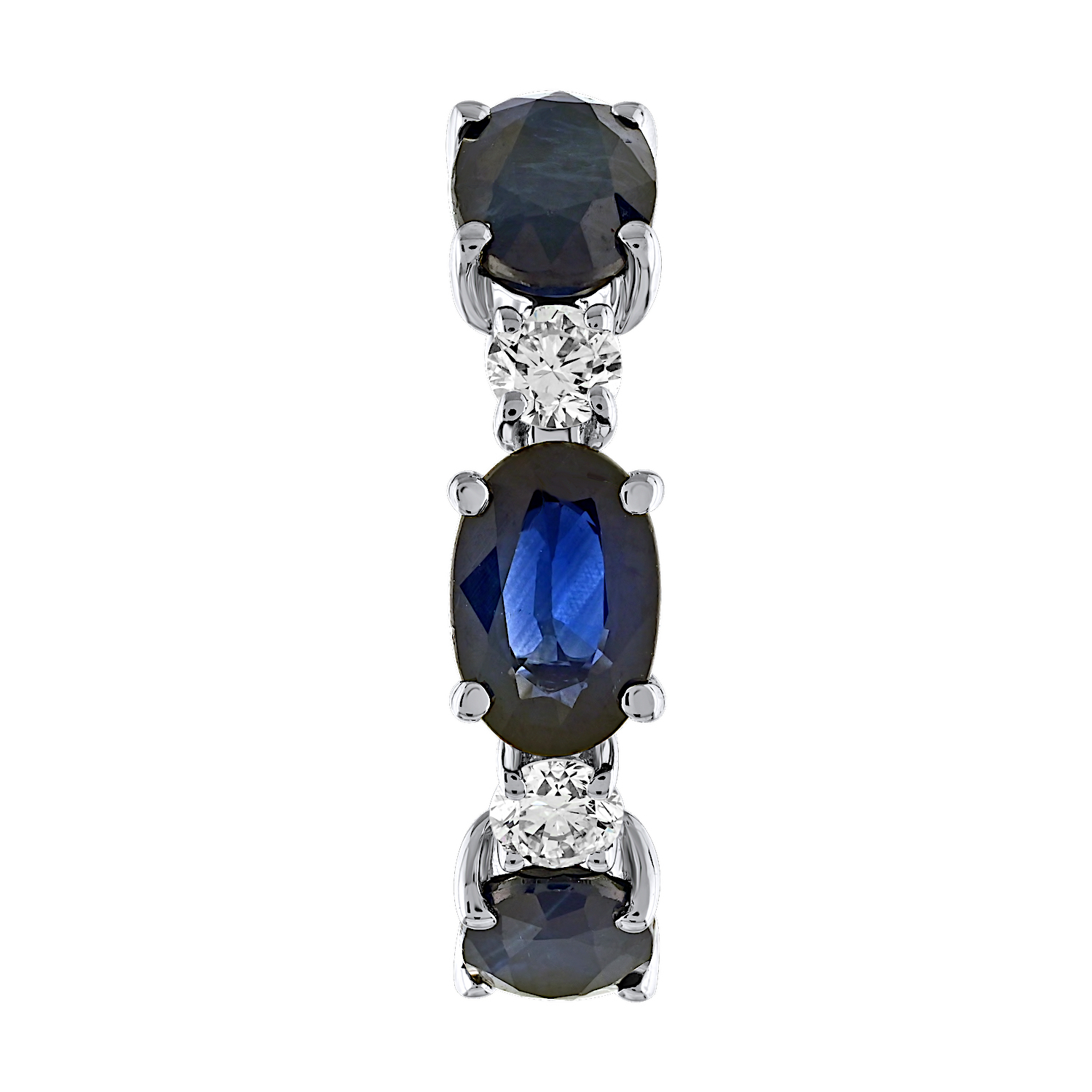 Majestic Gems™ 14k White Gold Alternating Oval Sapphire & Round Dias. Prong Set Blue Sapphire & Diamond 6.26 Ctw