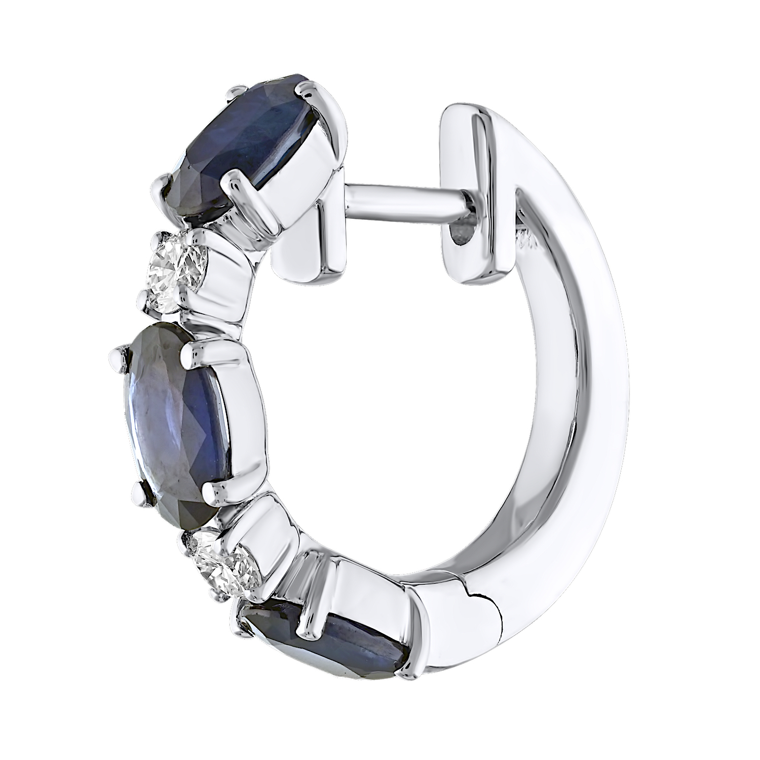 Majestic Gems™ 14k White Gold Alternating Oval Sapphire & Round Dias. Prong Set Blue Sapphire & Diamond 6.26 Ctw
