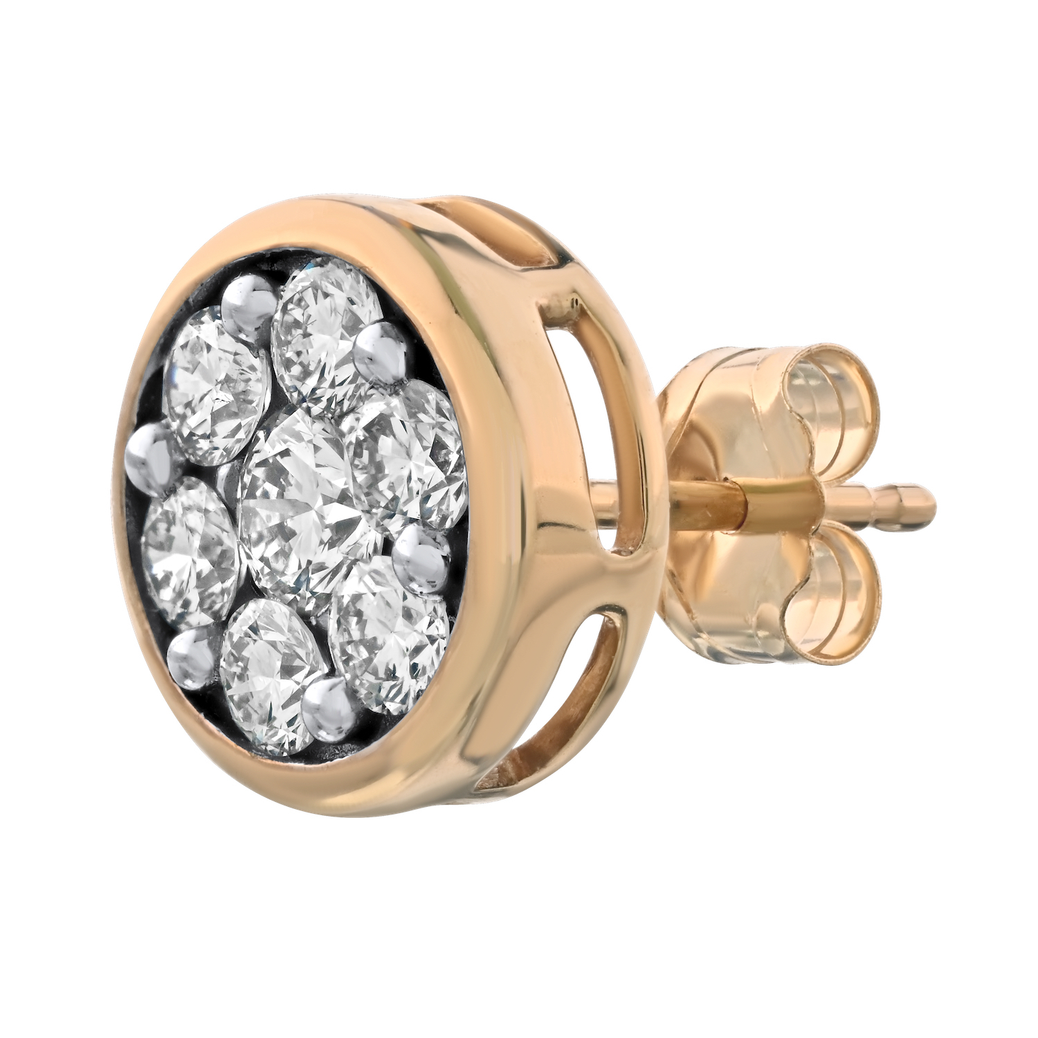 Diamond Bouquet™ 10K Yellow Gold Diamond Flower Cluster with Bezel Earrings 0.62 Ctw